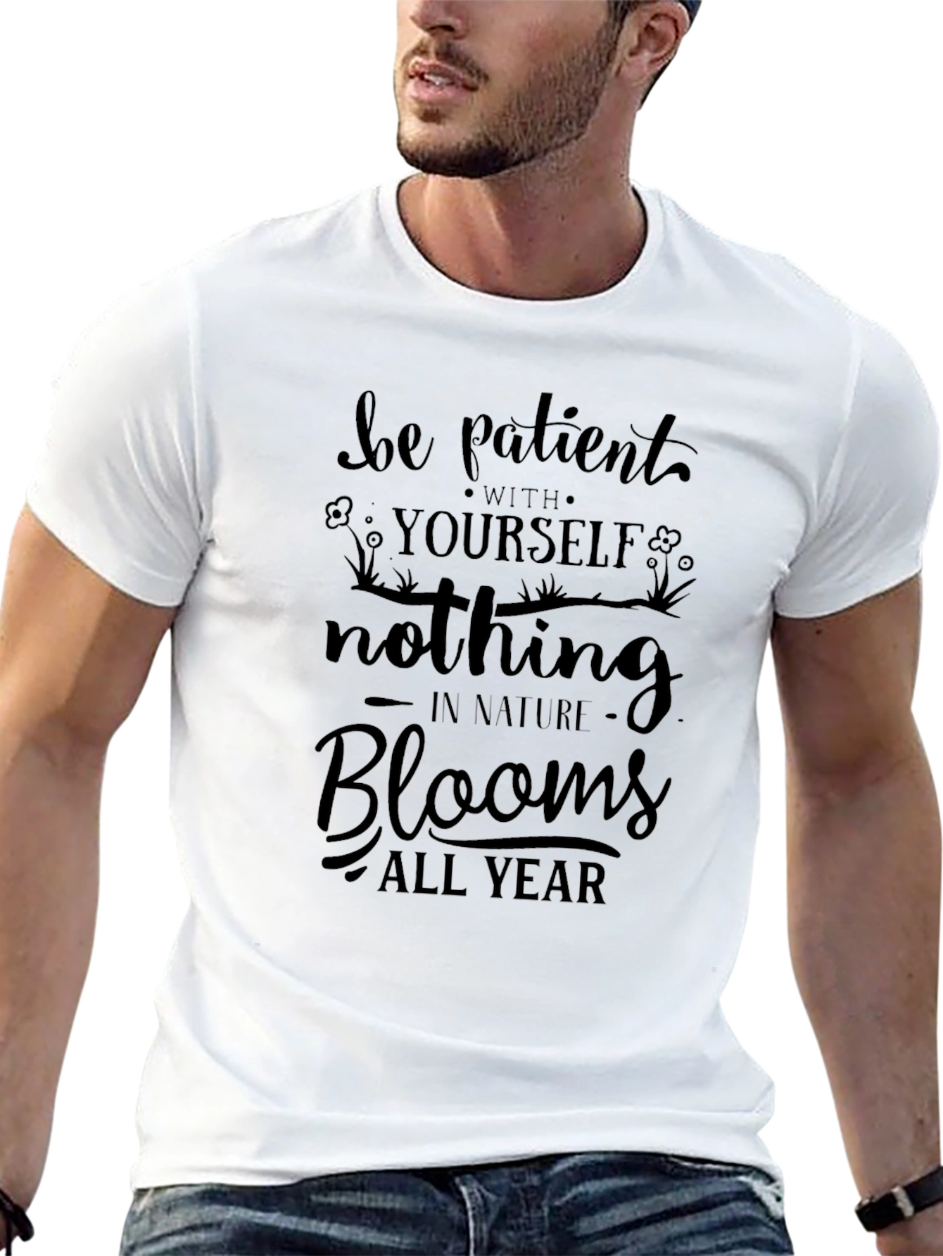 Be Patient Blooms All Year Black Graphic Tee