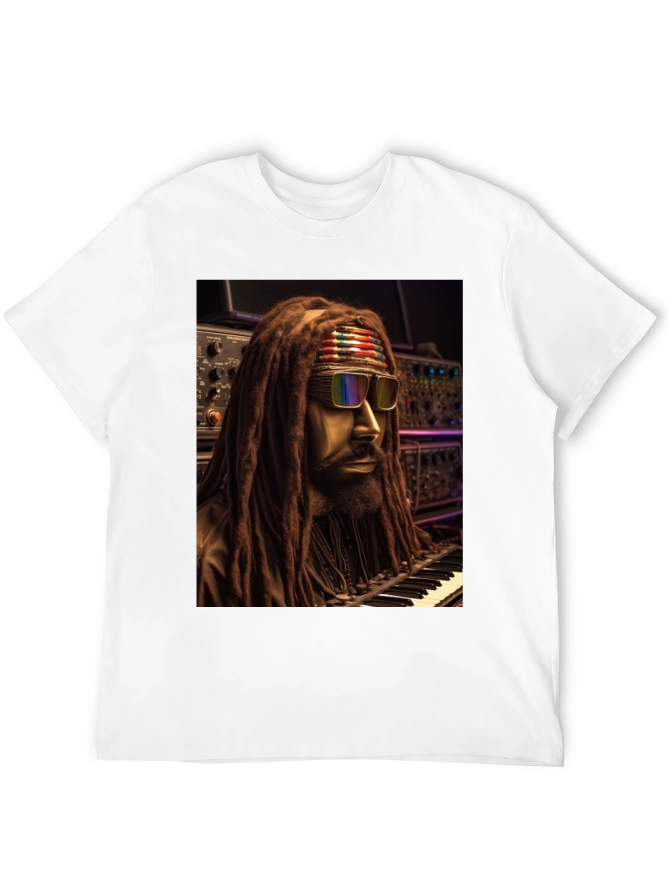 Rasta Musician Graphic Print Black T-Shirt