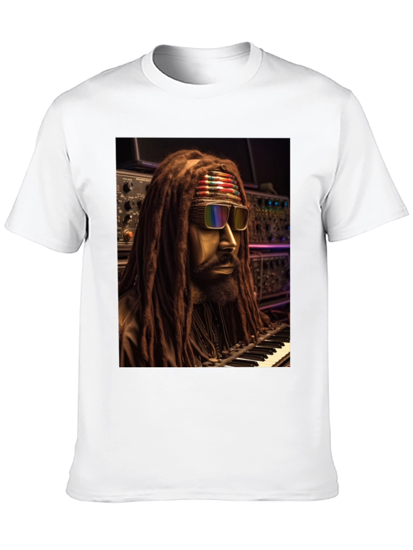 Rasta Musician Graphic Print Black T-Shirt