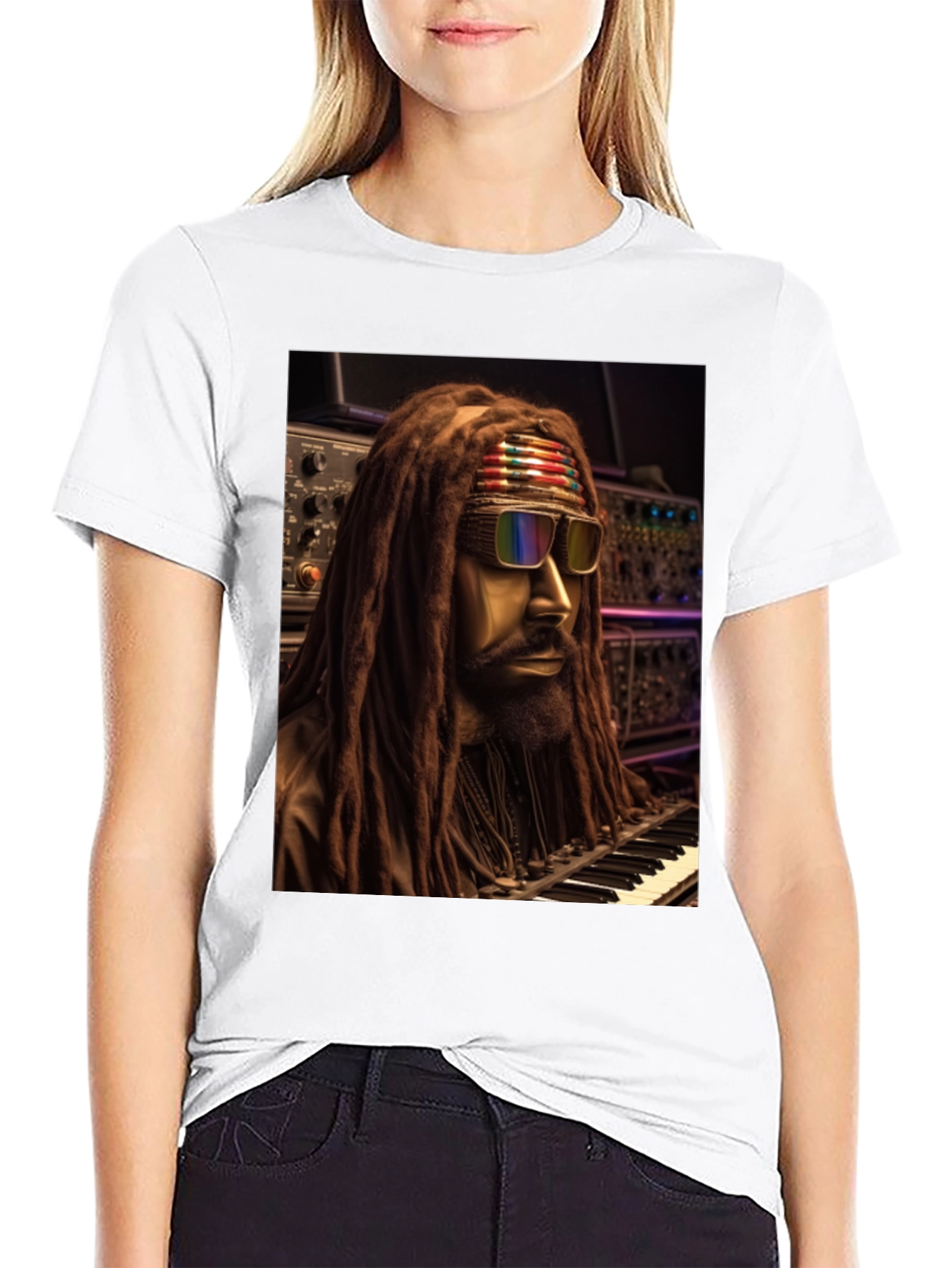Rasta Musician Graphic Print Black T-Shirt