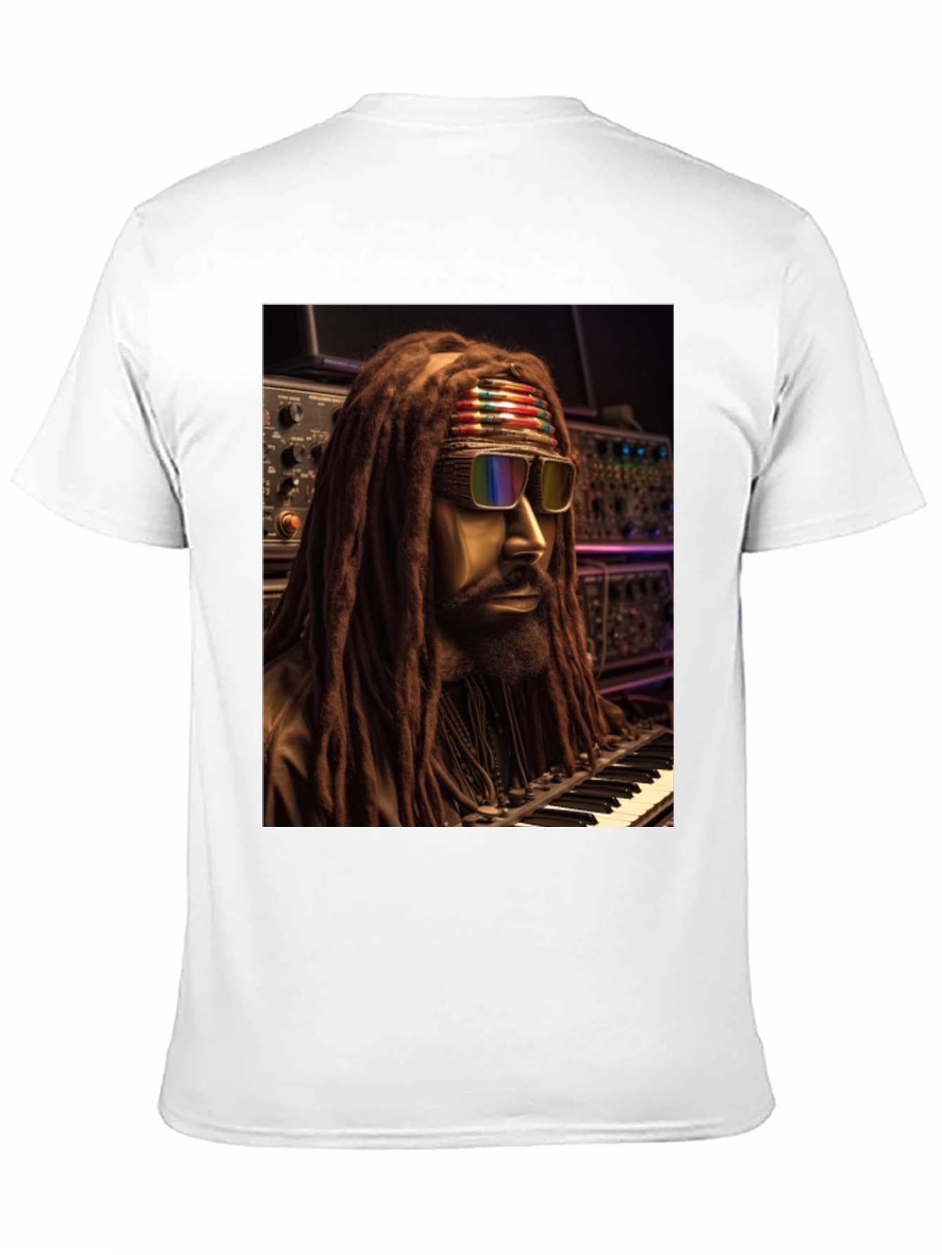 Rasta Musician Graphic Print Black T-Shirt