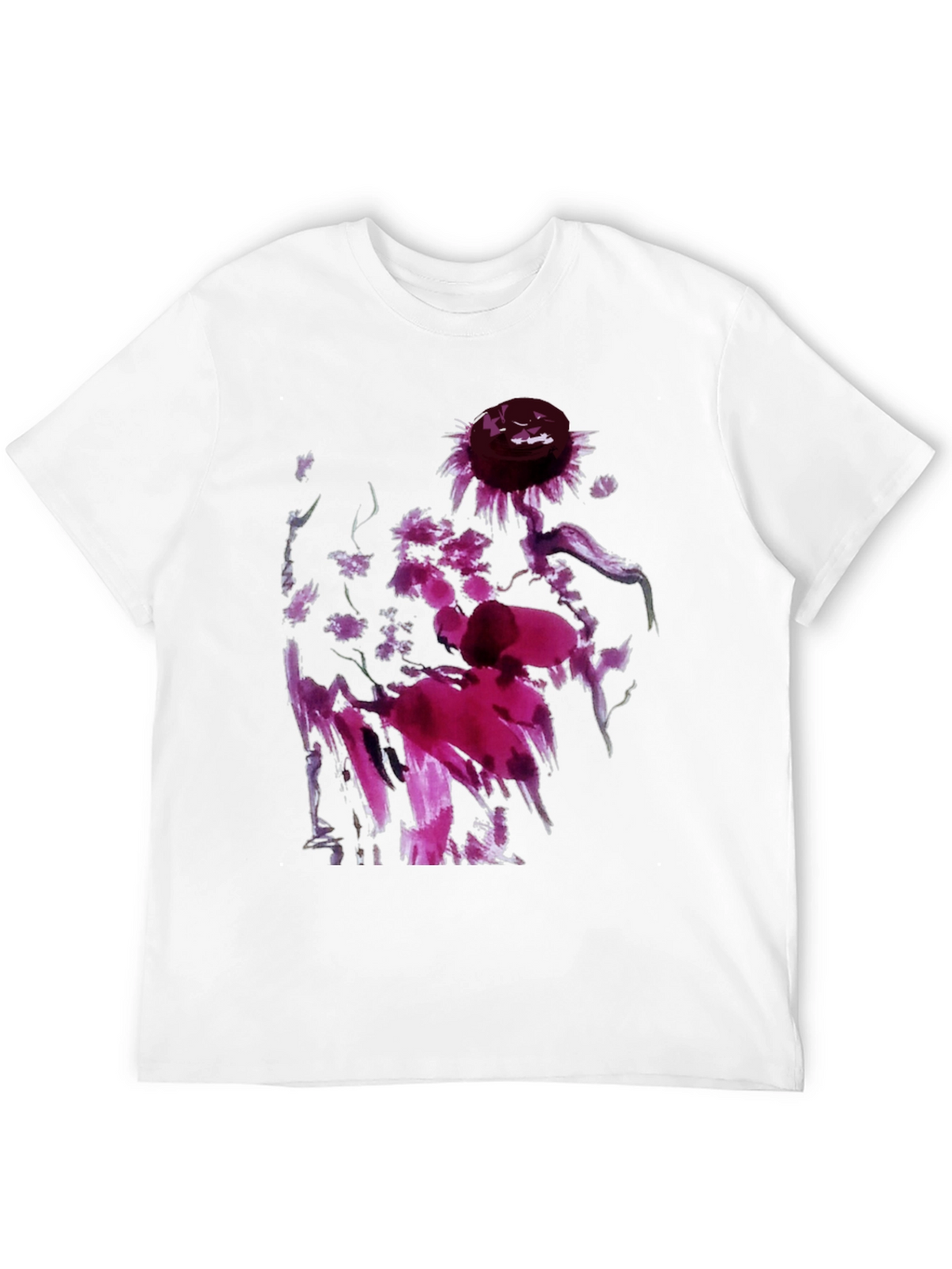 Floral Abstract Art Black T-Shirt