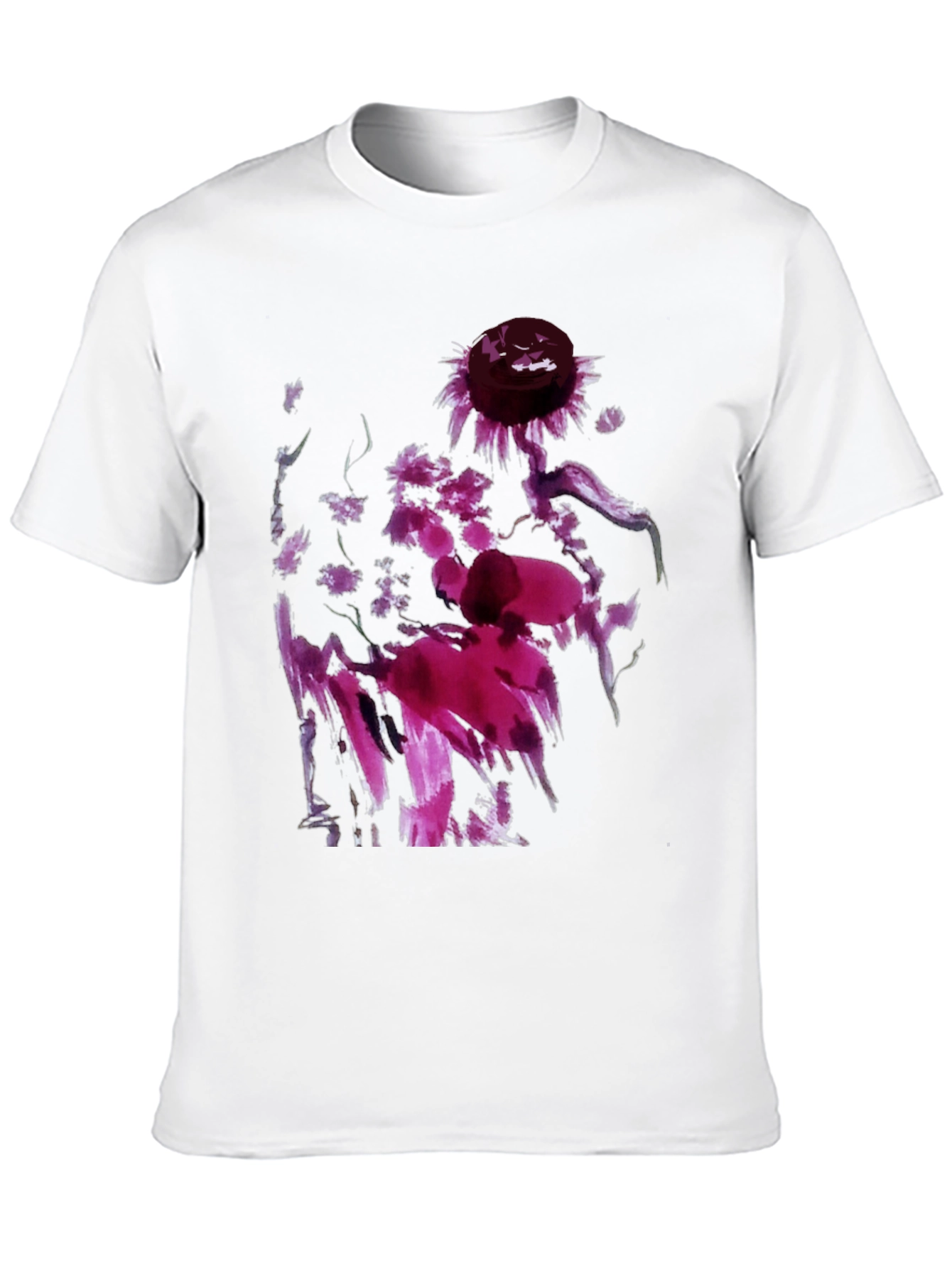 Floral Abstract Art Black T-Shirt