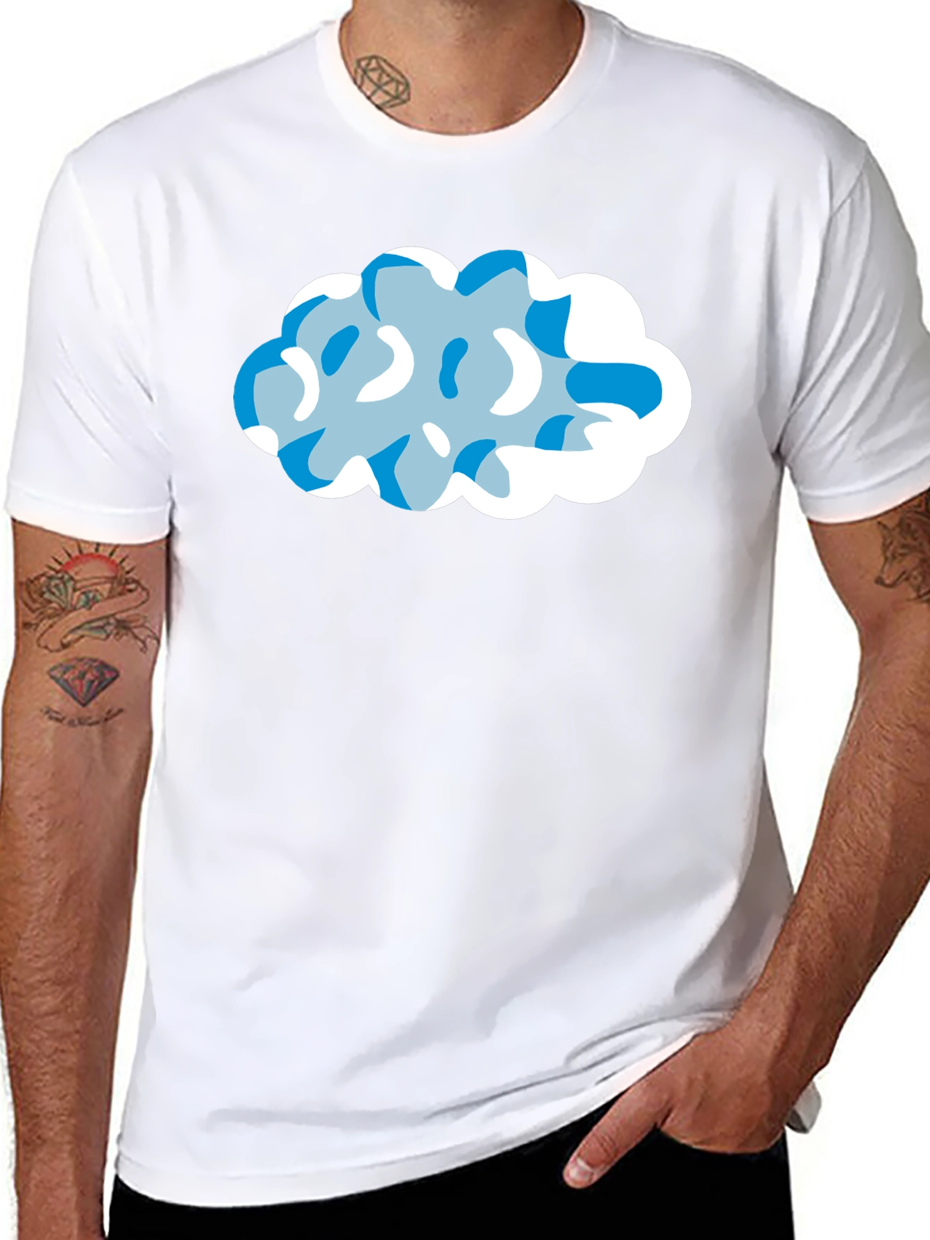Cloud Design Black T-Shirt