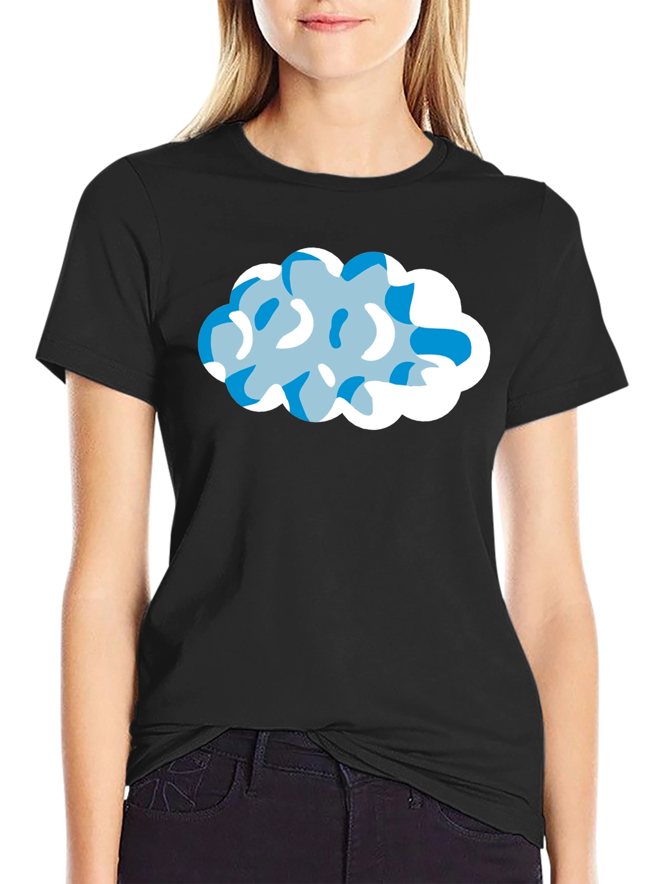 Cloud Design Black T-Shirt