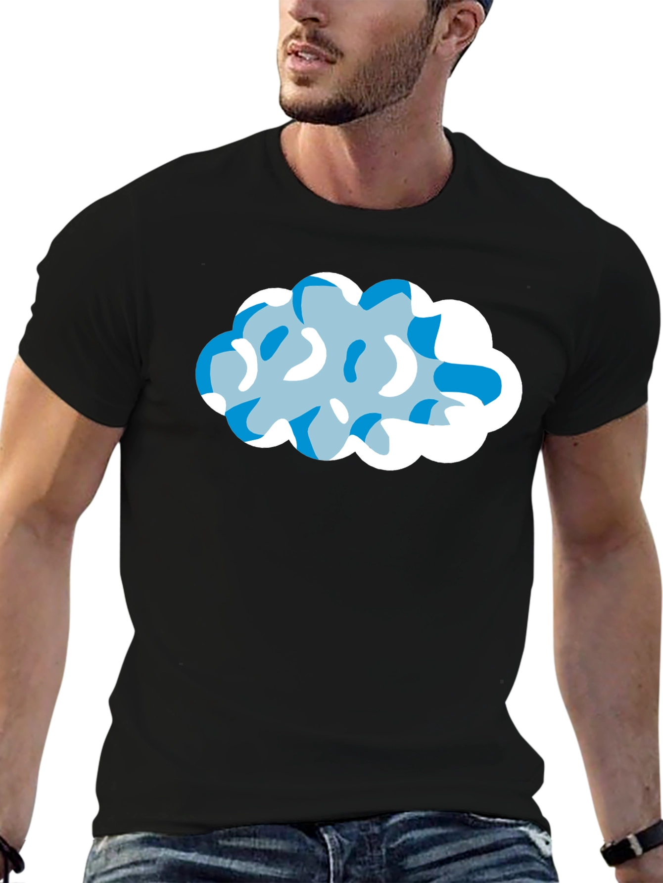 Cloud Design Black T-Shirt