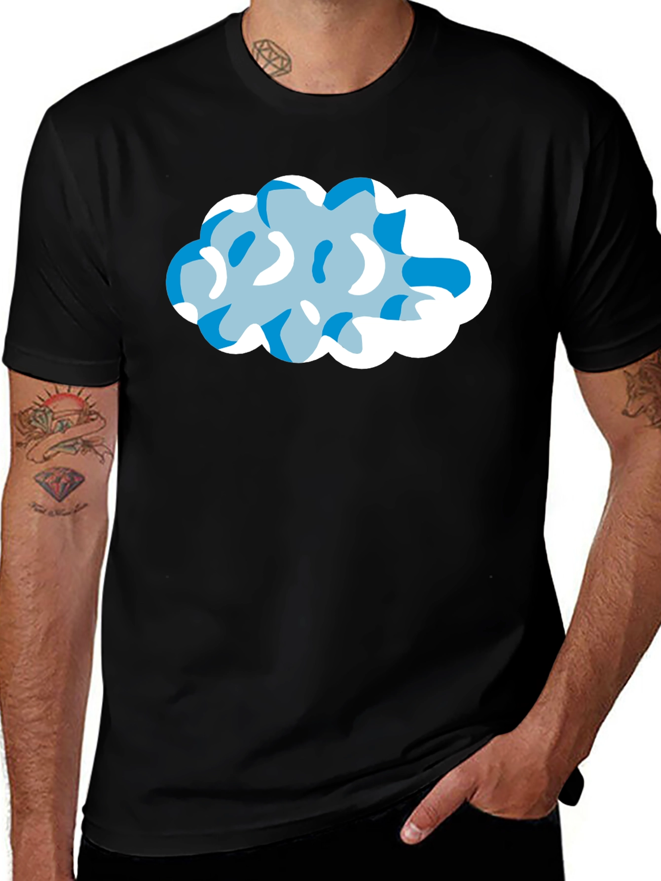 Cloud Design Black T-Shirt