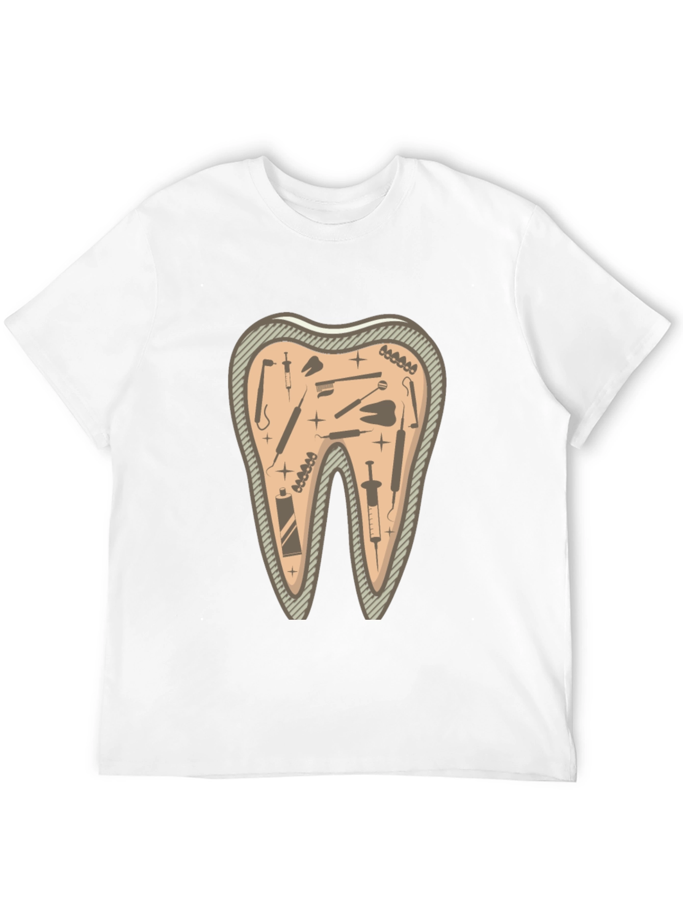 Dentist Tools Tooth Graphic Tee - Black Cotton T-Shirt