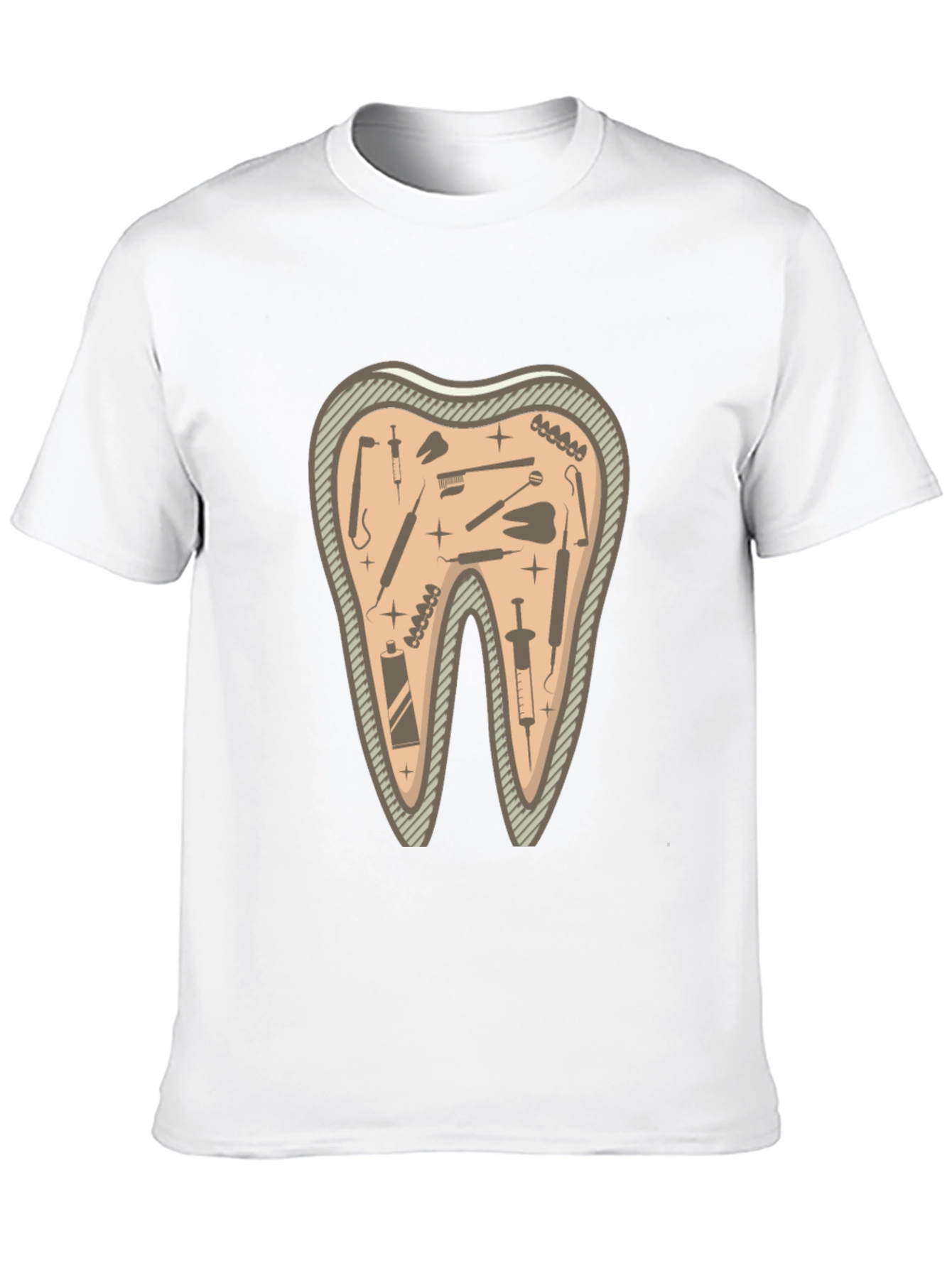 Dentist Tools Tooth Graphic Tee - Black Cotton T-Shirt