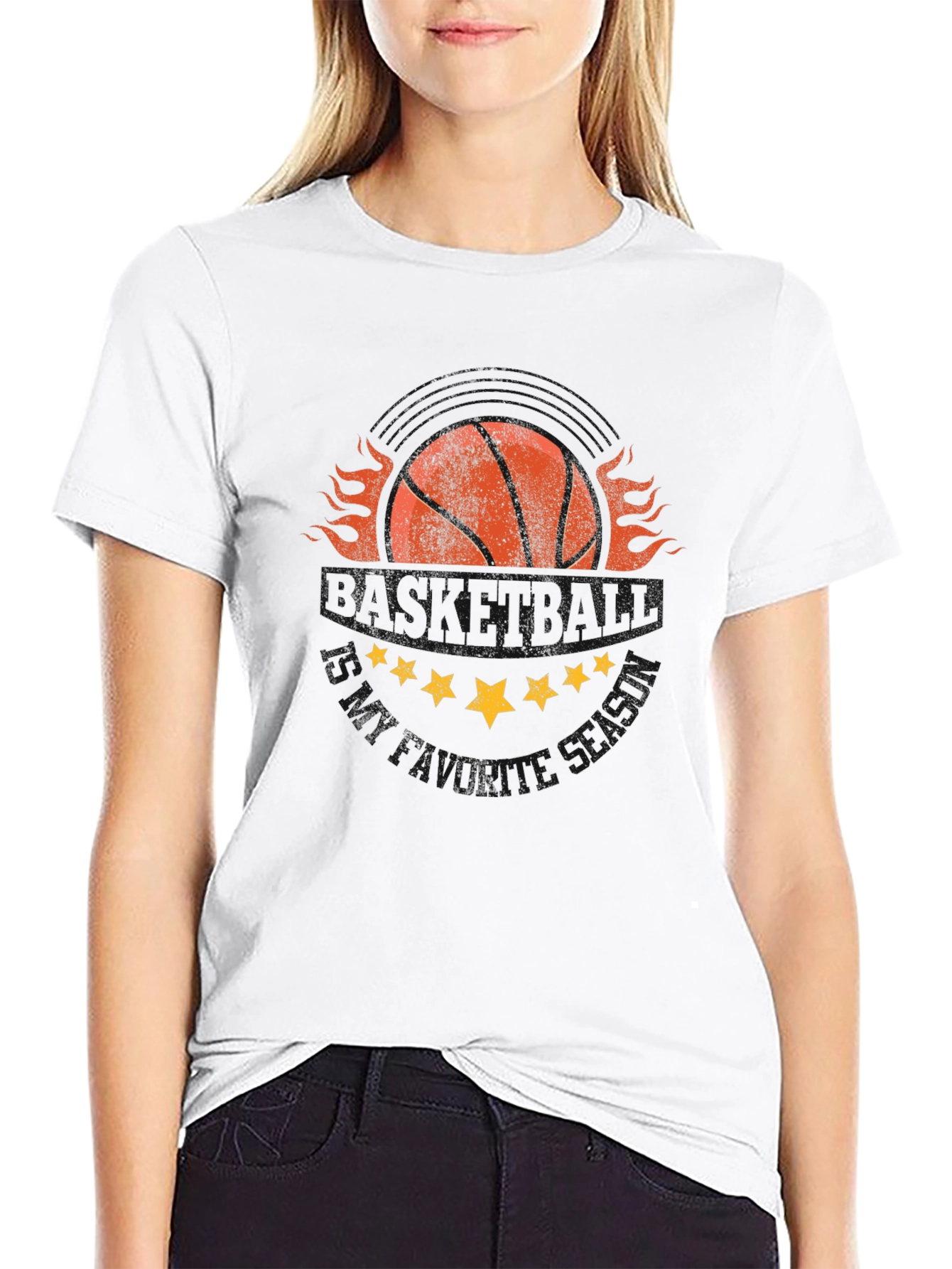 Fiery Basketball Graphic T-Shirt