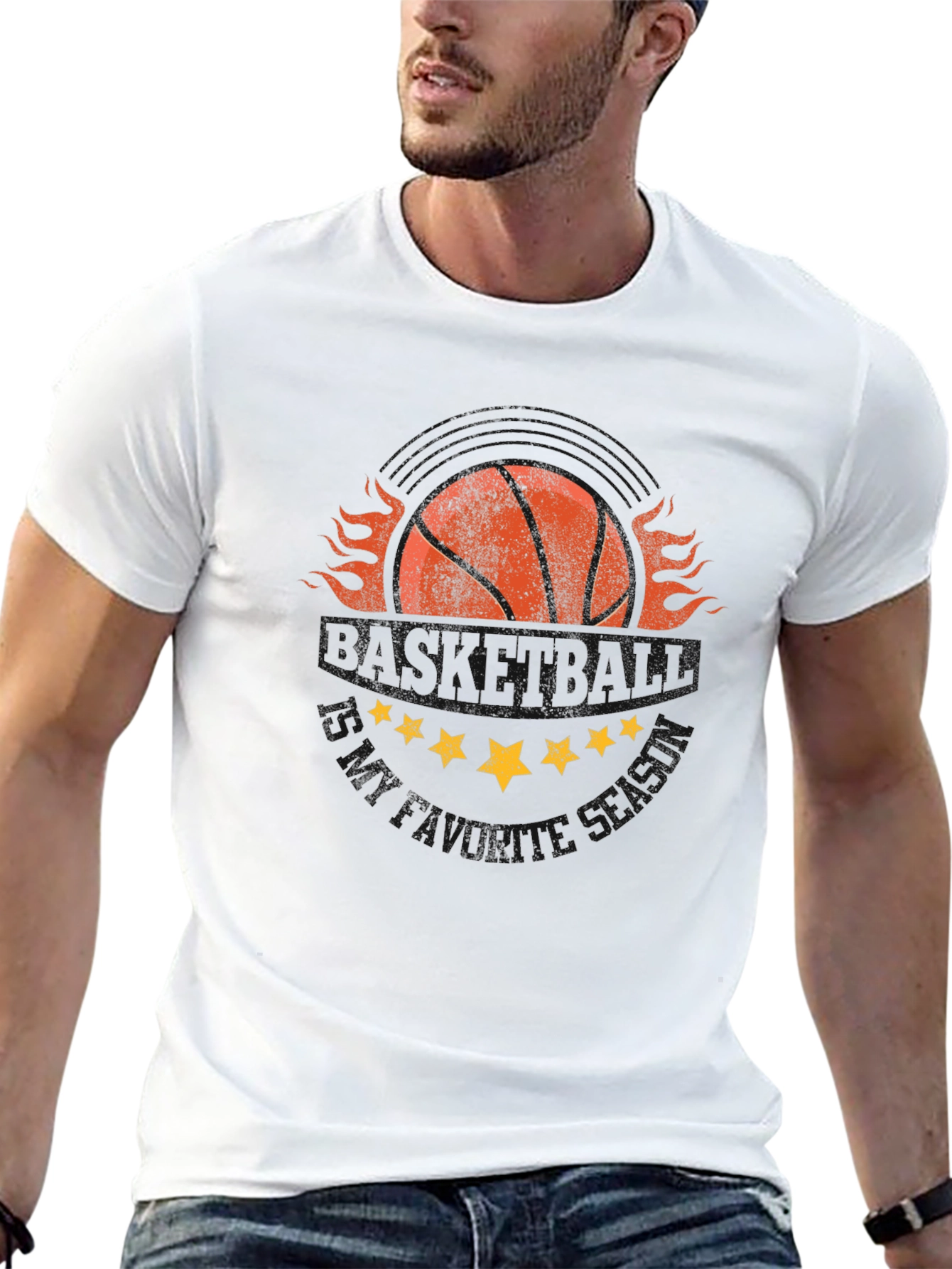 Fiery Basketball Graphic T-Shirt