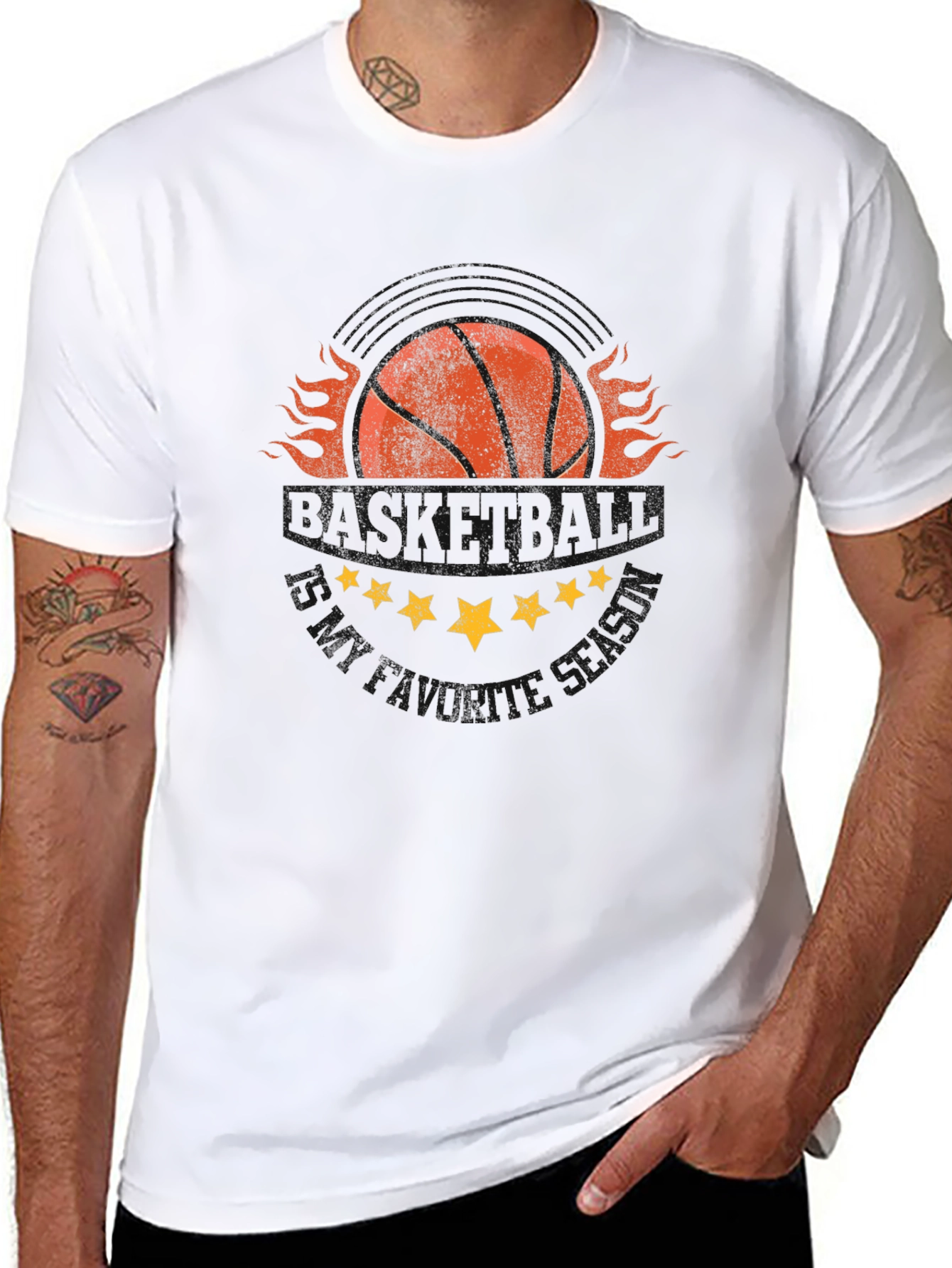 Fiery Basketball Graphic T-Shirt