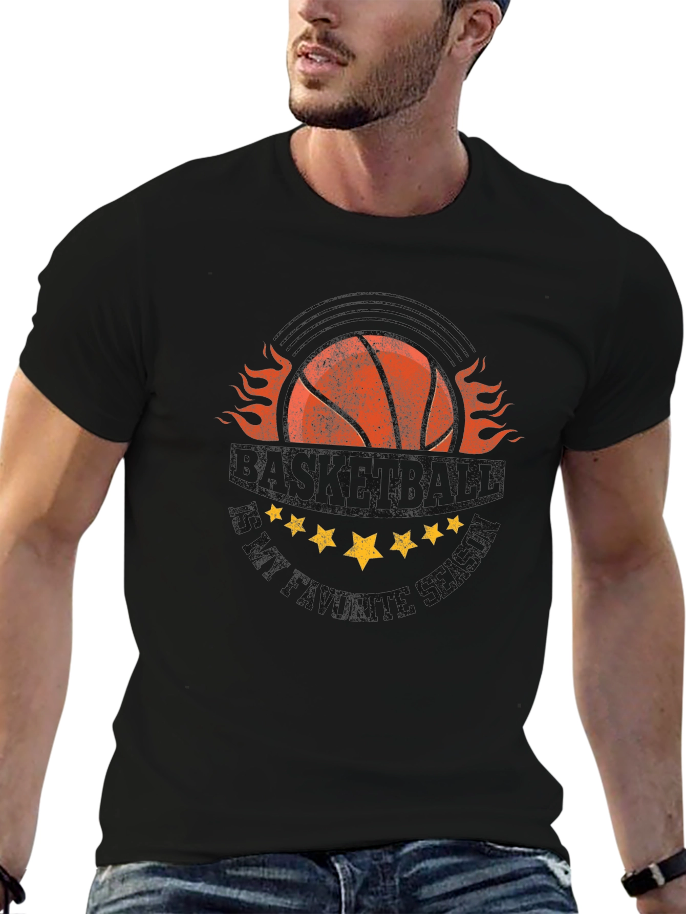 Fiery Basketball Graphic T-Shirt