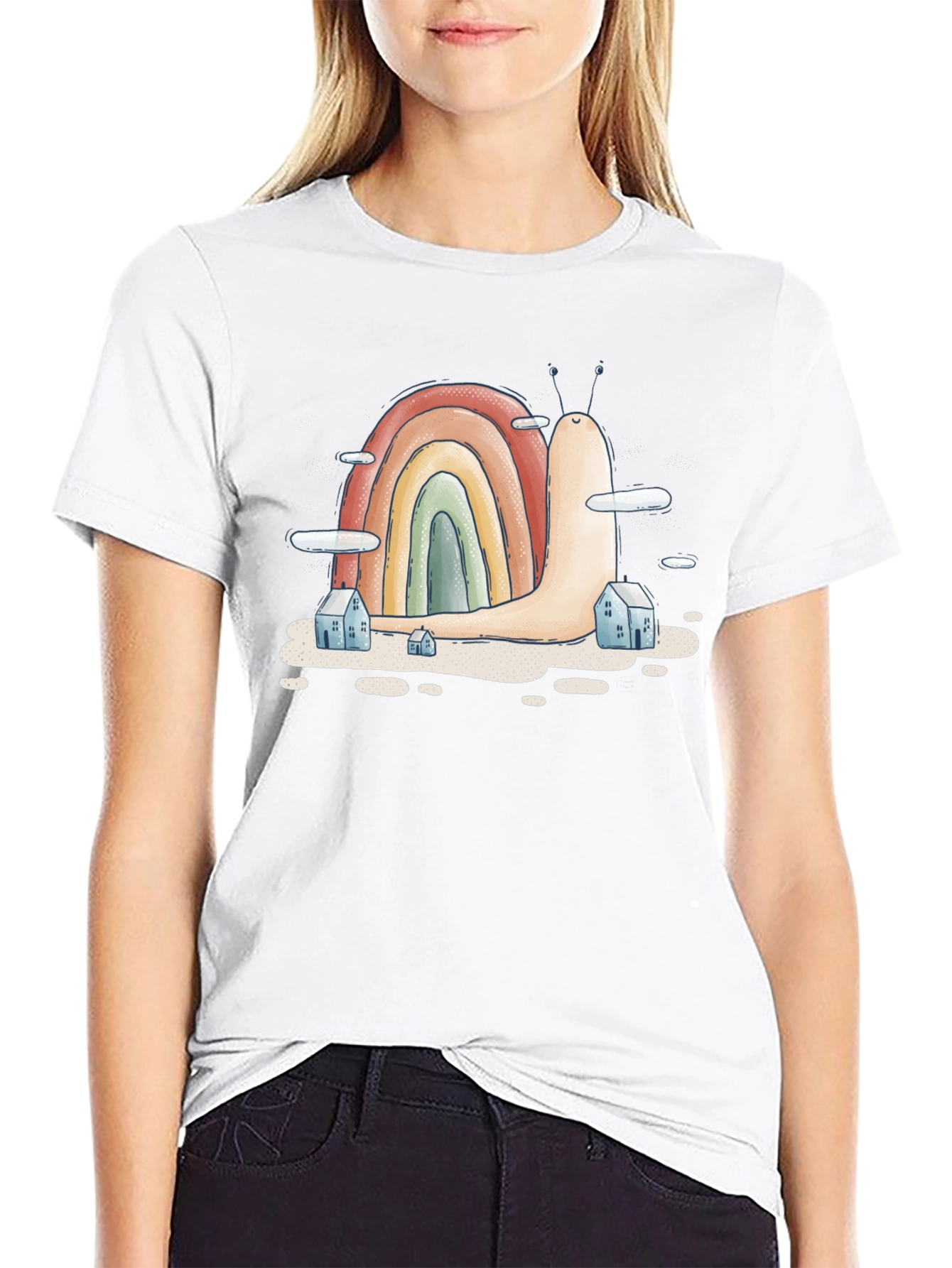 Rainbow Snail Graphic Tee - Unique Black T-Shirt