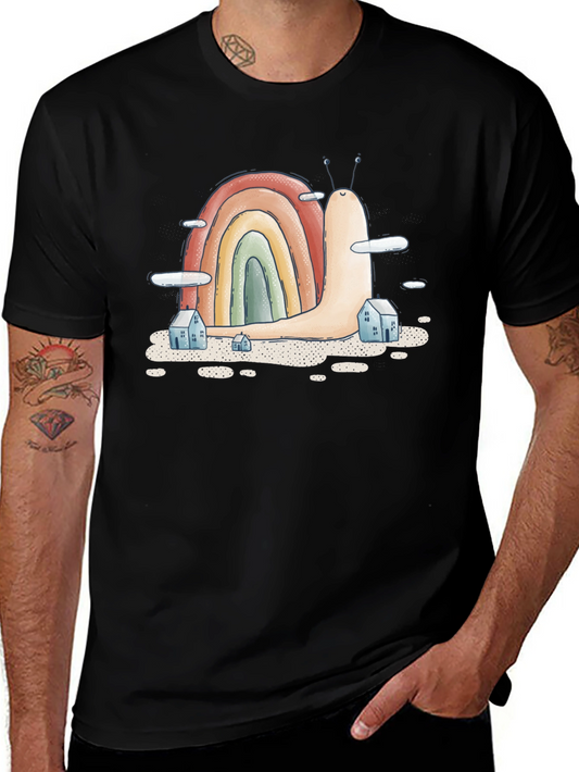 Rainbow Snail Graphic Tee - Unique Black T-Shirt