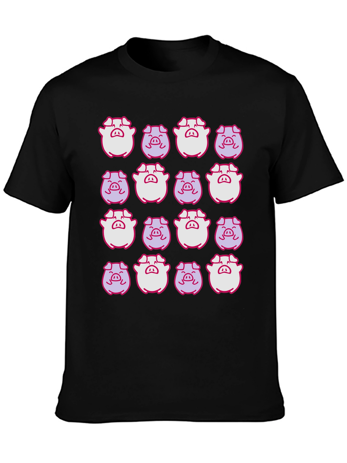 Pig Pattern Black T-Shirt