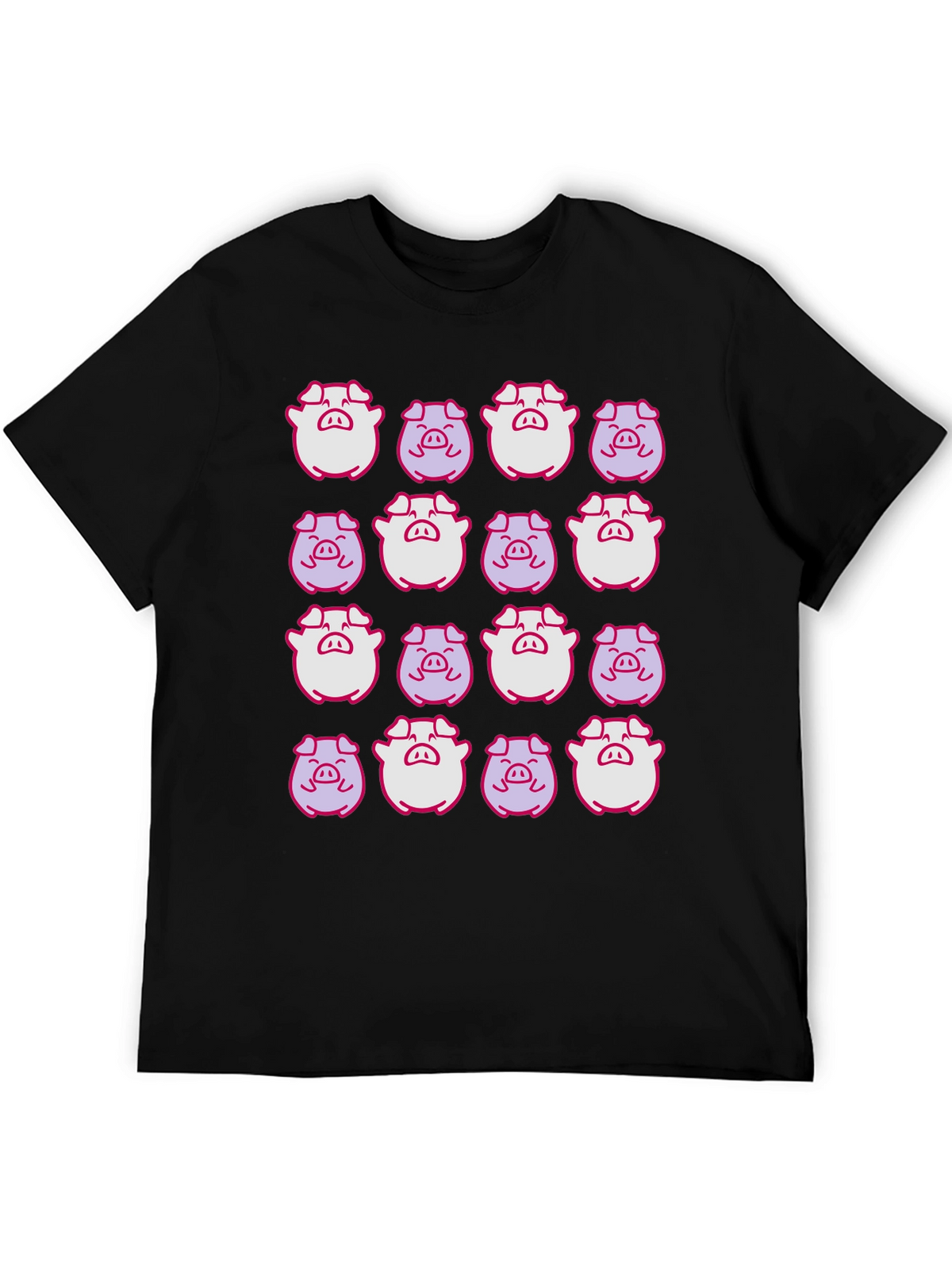 Pig Pattern Black T-Shirt