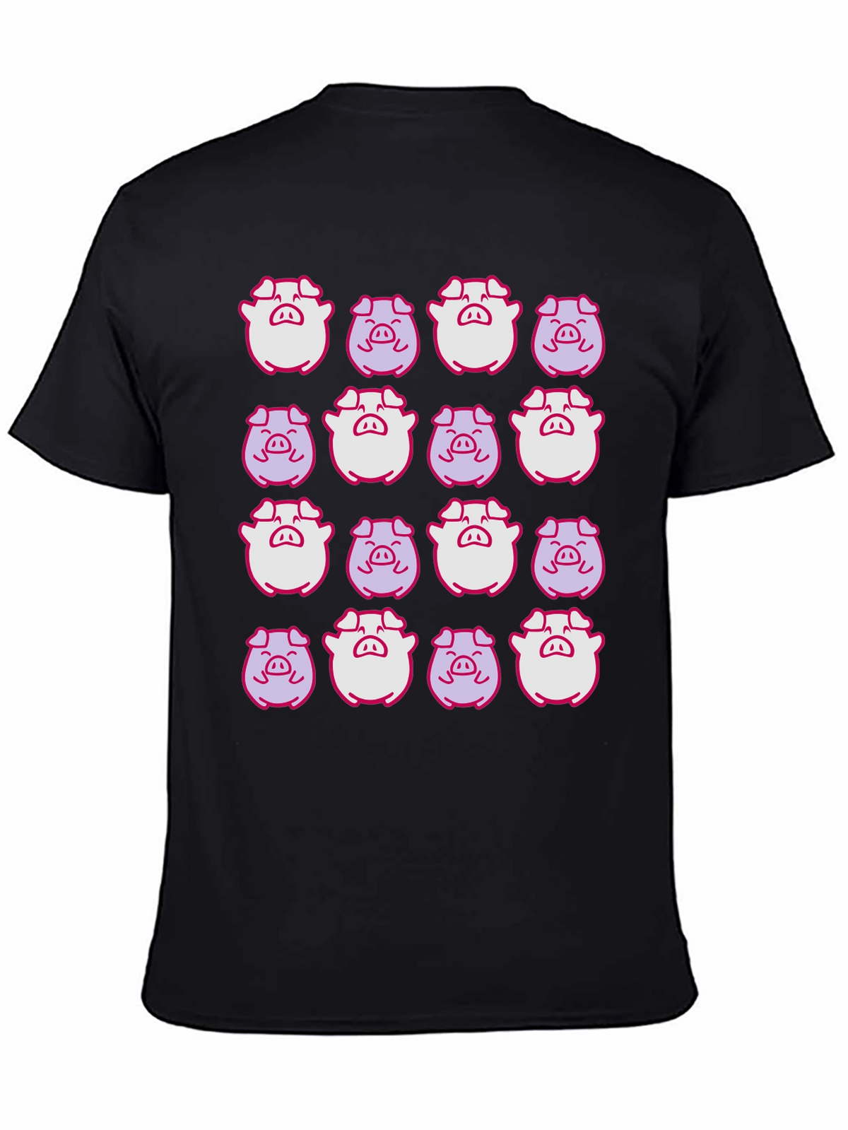 Pig Pattern Black T-Shirt