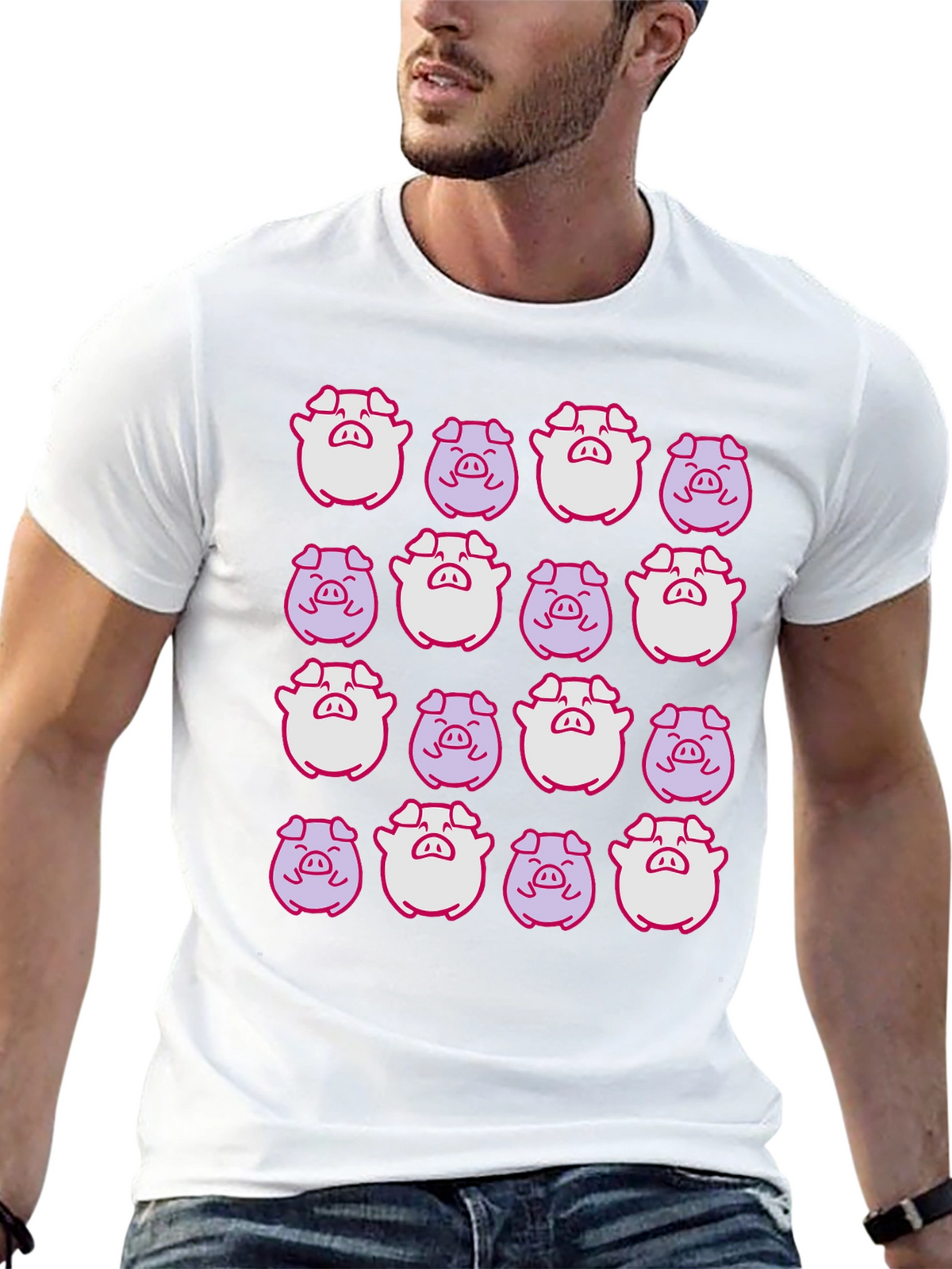 Pig Pattern Black T-Shirt