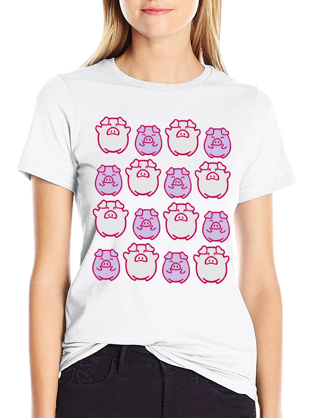 Pig Pattern Black T-Shirt