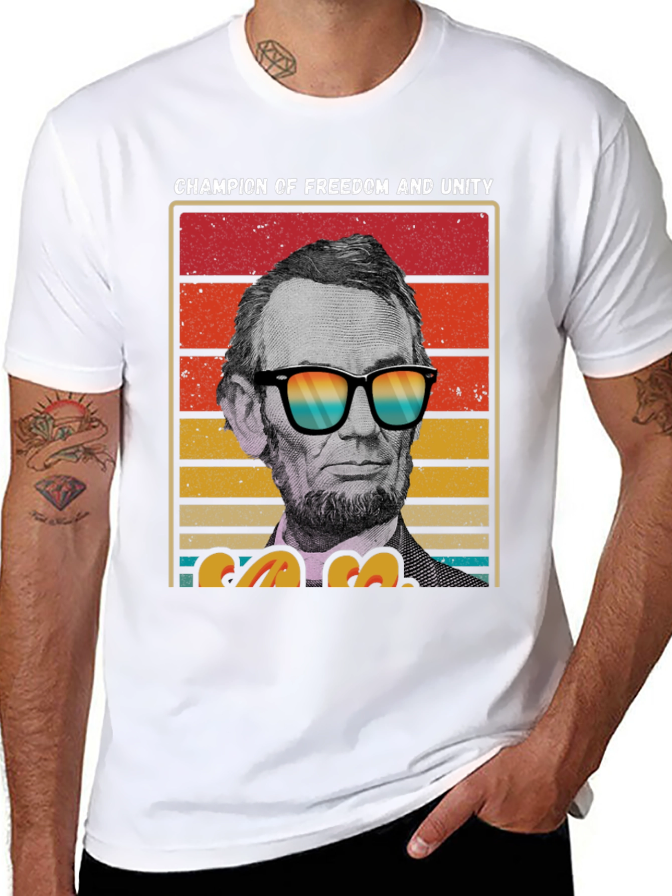 Champion of Freedom T-Shirt - Lincoln with Shades