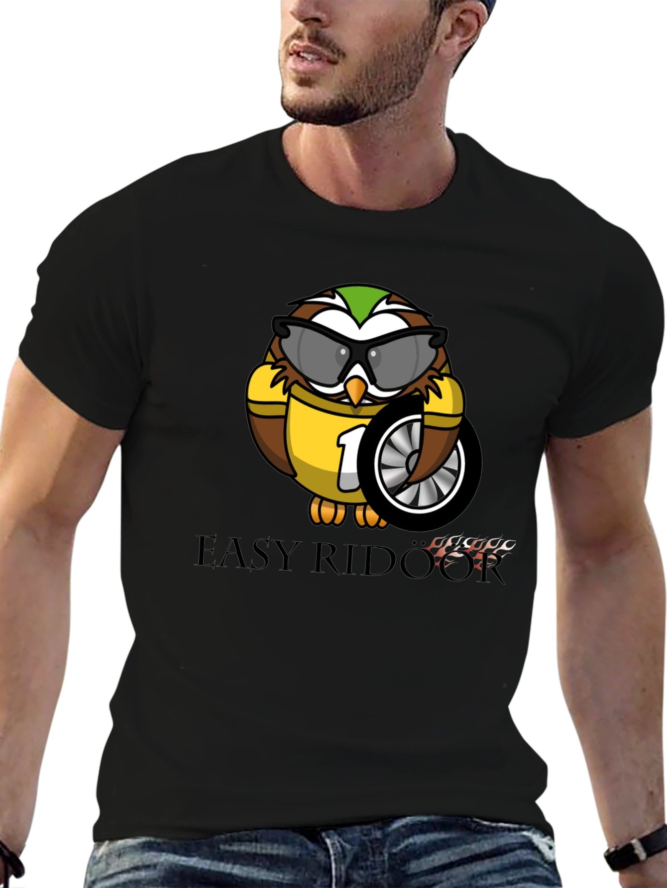 Easy Rider Owl T-Shirt - Black Graphic Tee