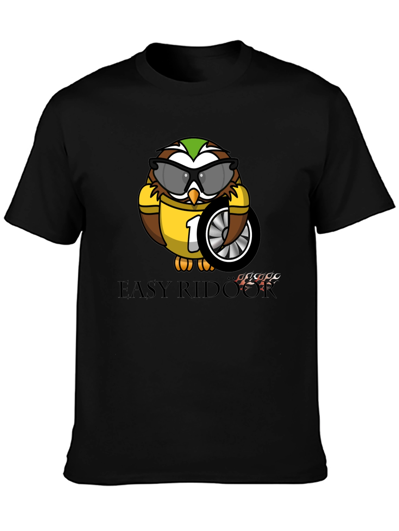 Easy Rider Owl T-Shirt - Black Graphic Tee