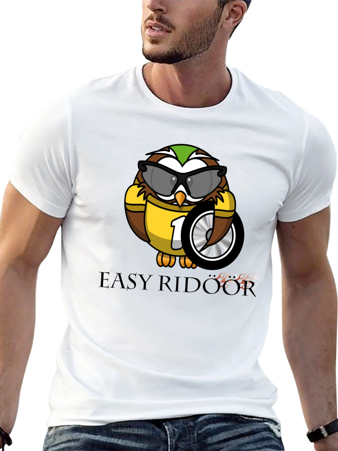 Easy Rider Owl T-Shirt - Black Graphic Tee