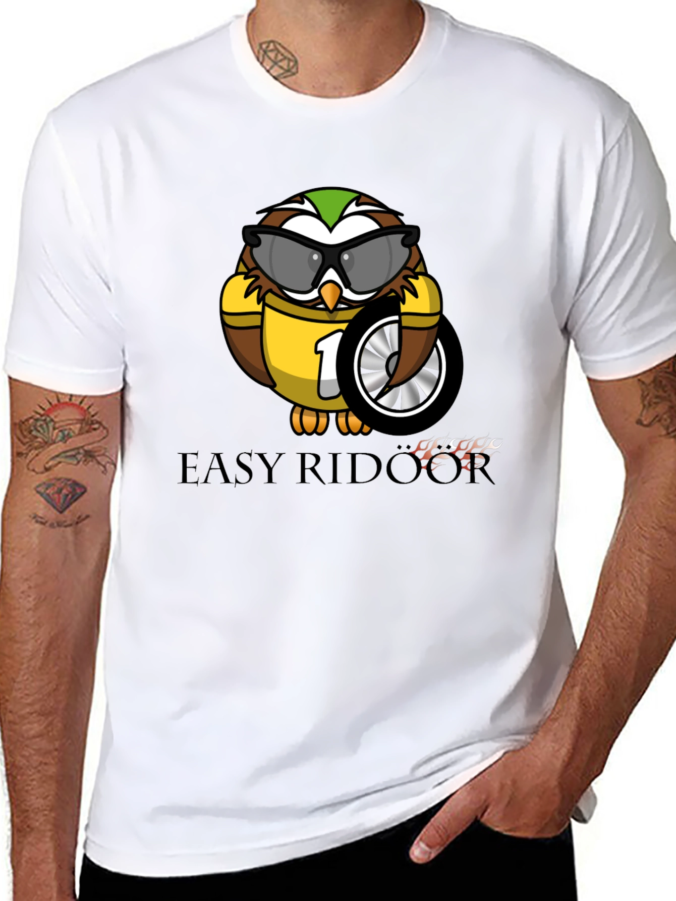 Easy Rider Owl T-Shirt - Black Graphic Tee