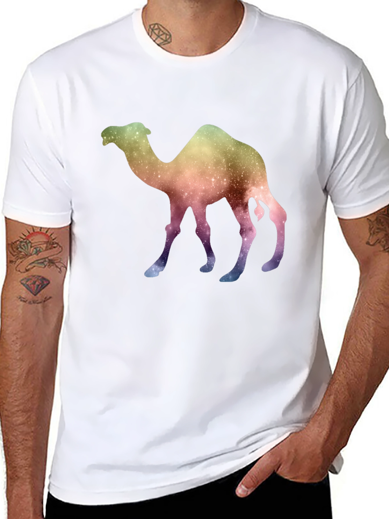Galaxy Camel Graphic Tee - Unique Space Design T-Shirt