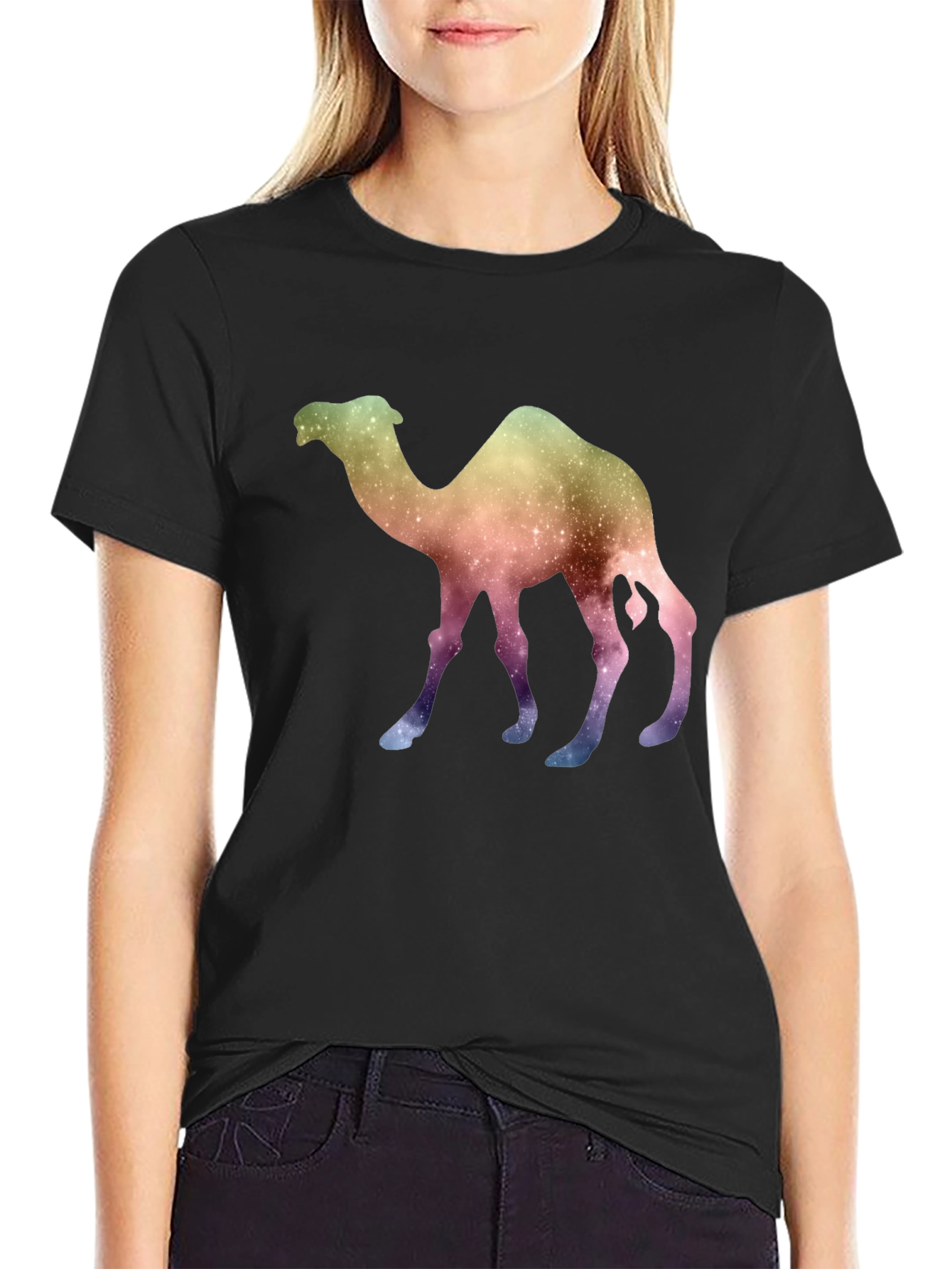 Galaxy Camel Graphic Tee - Unique Space Design T-Shirt