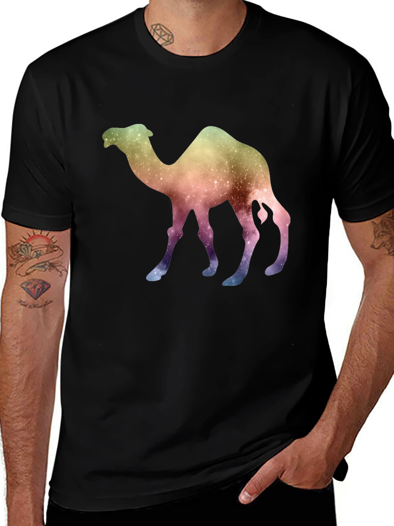 Galaxy Camel Graphic Tee - Unique Space Design T-Shirt