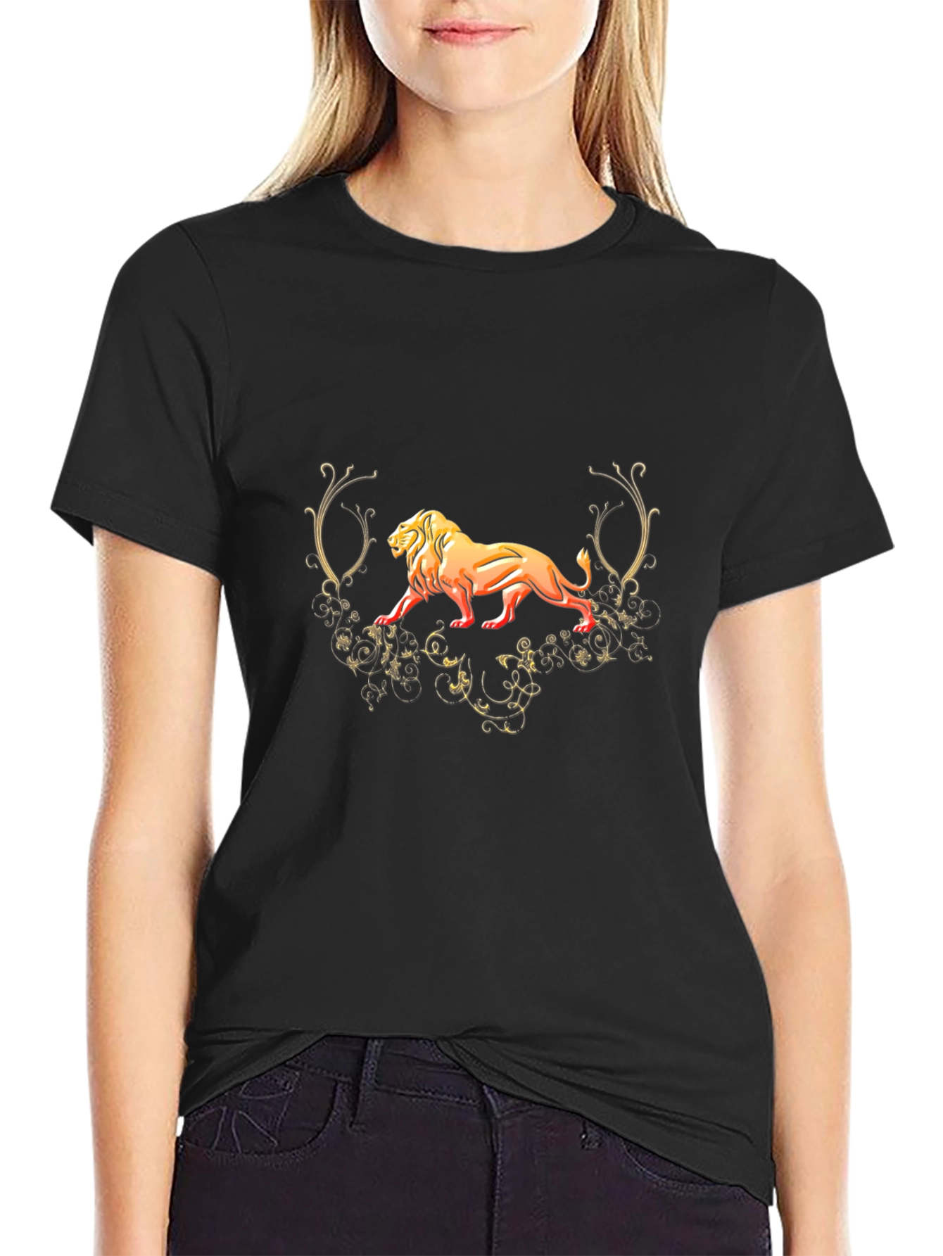 Lion Graphic Black T-Shirt - Fierce Style