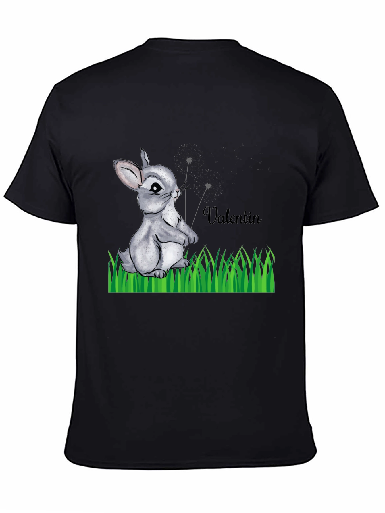 Cute Bunny Valentin Graphic T-Shirt - Black
