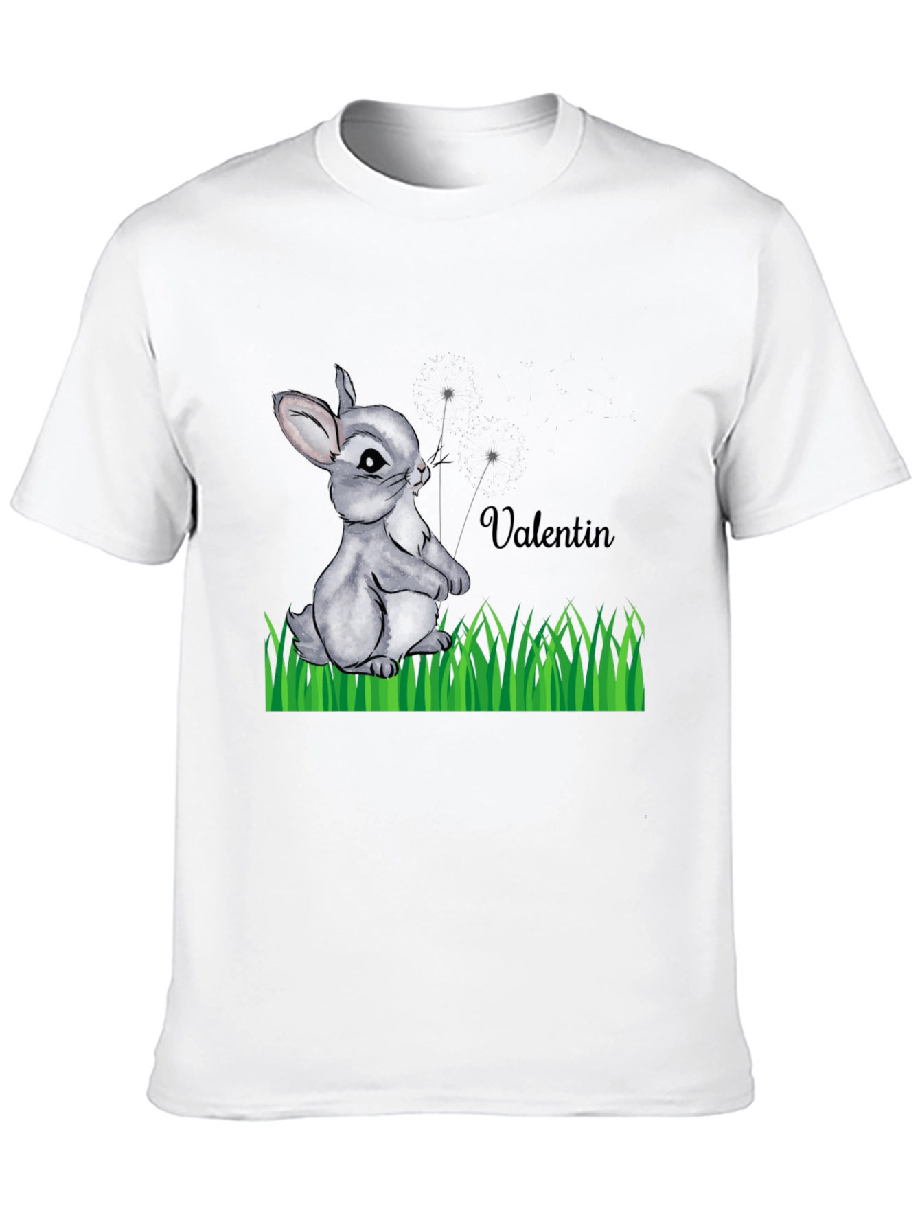 Cute Bunny Valentin Graphic T-Shirt - Black