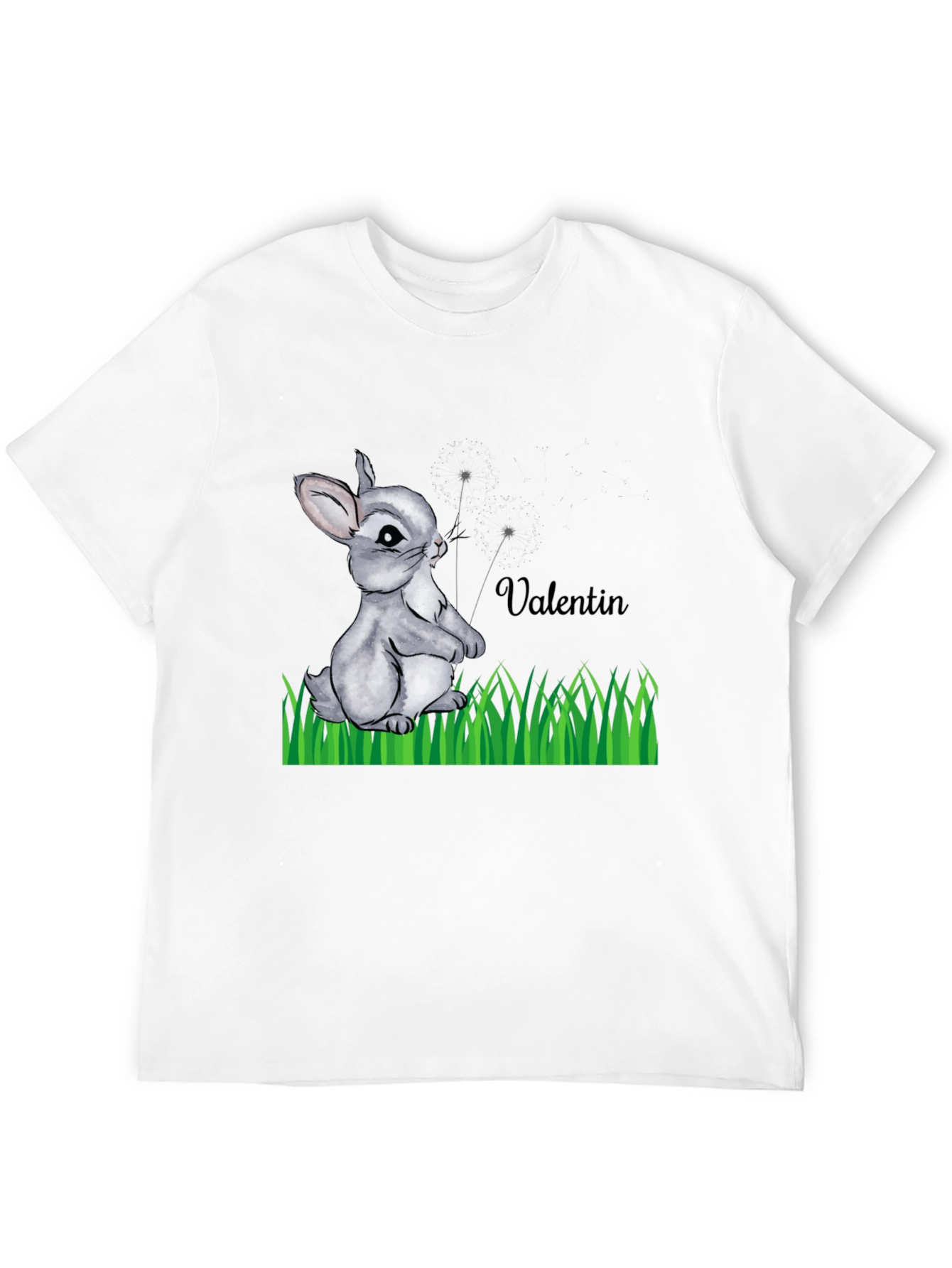 Cute Bunny Valentin Graphic T-Shirt - Black