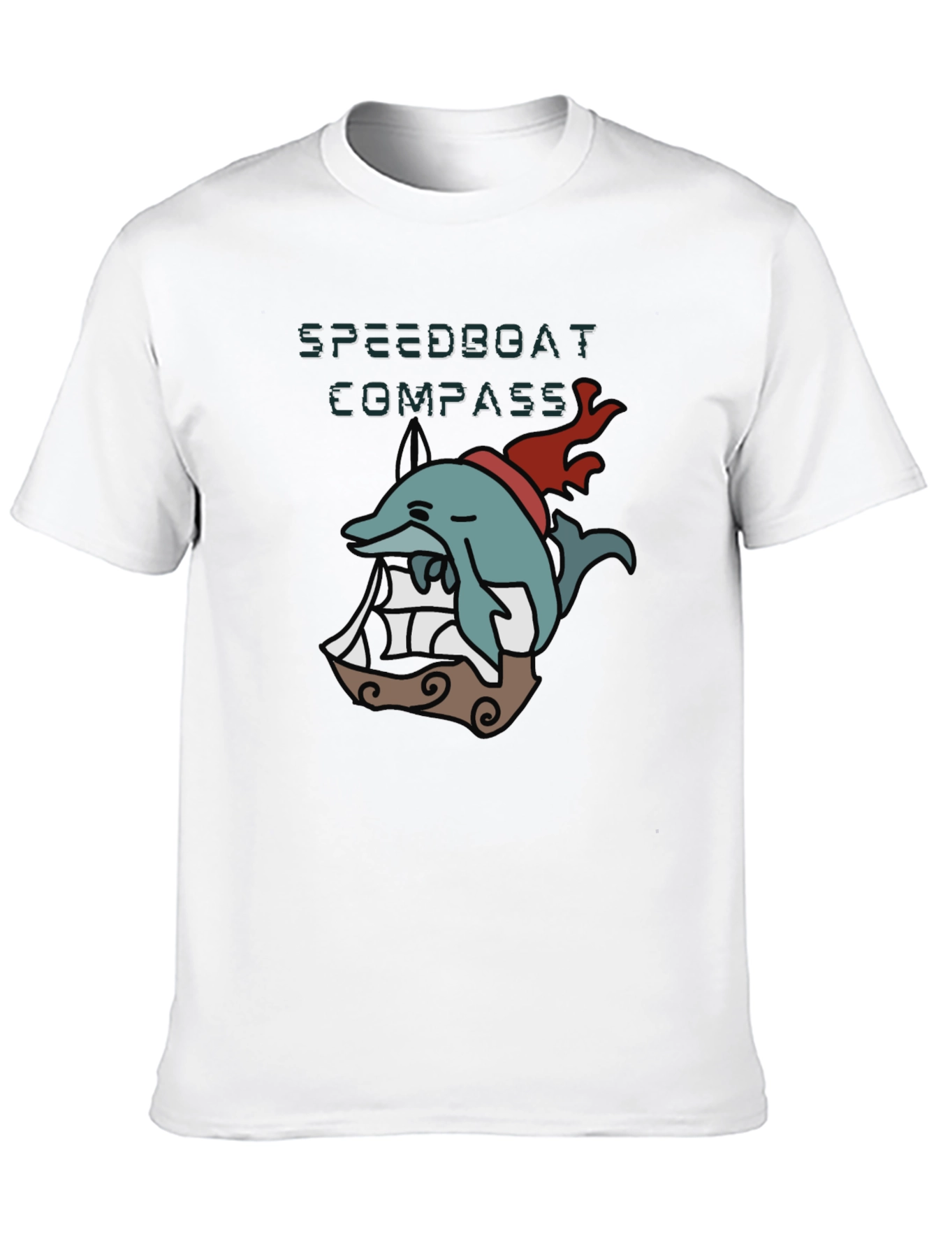 Novelty Dolphin Compass T-Shirt - Black