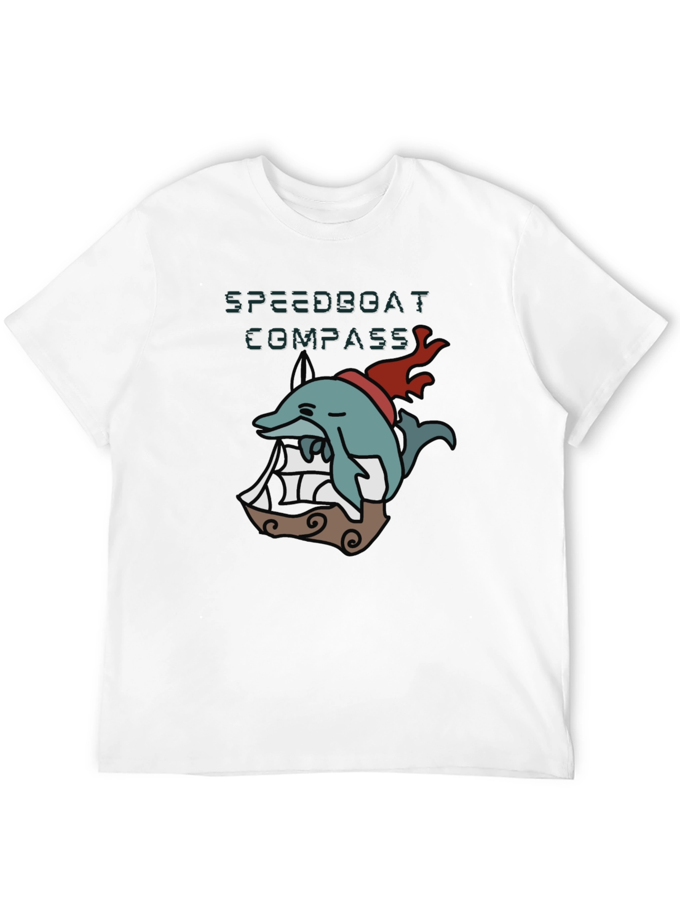 Novelty Dolphin Compass T-Shirt - Black