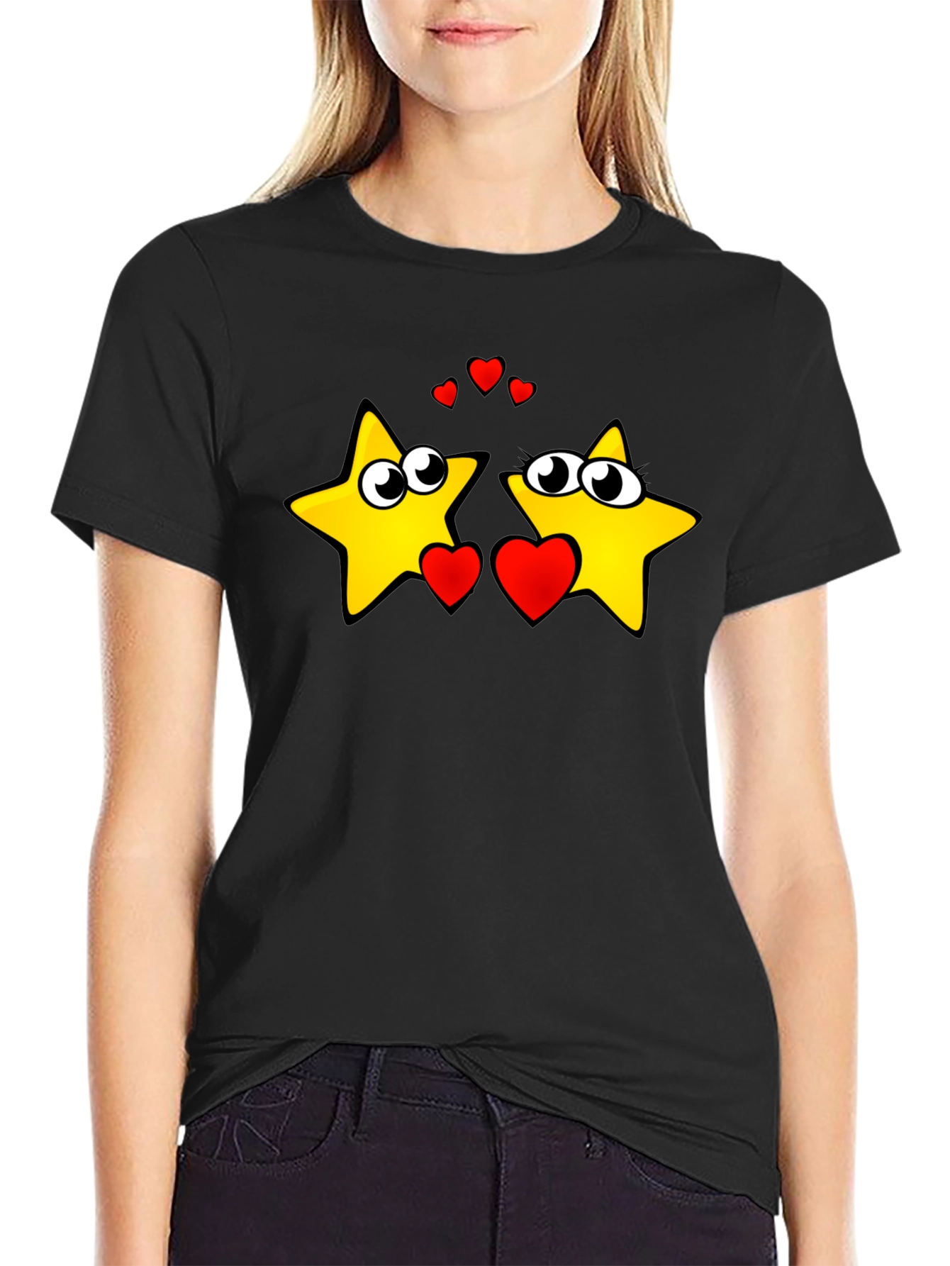 Starry Love Graphic Tee - Black