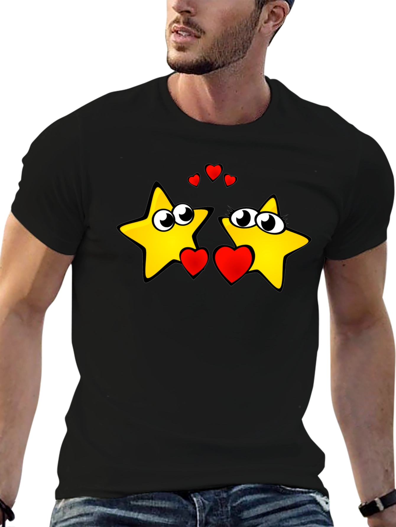 Starry Love Graphic Tee - Black