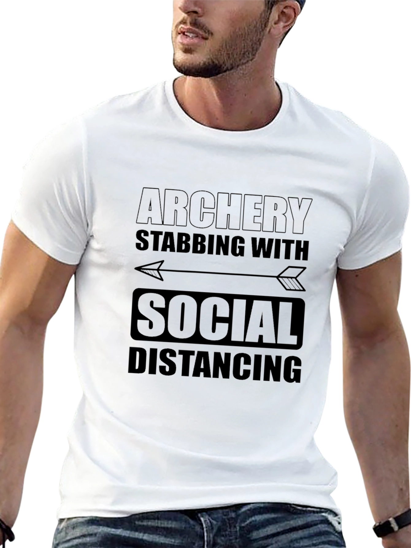 Archery Social Distancing Mens Black T-Shirt