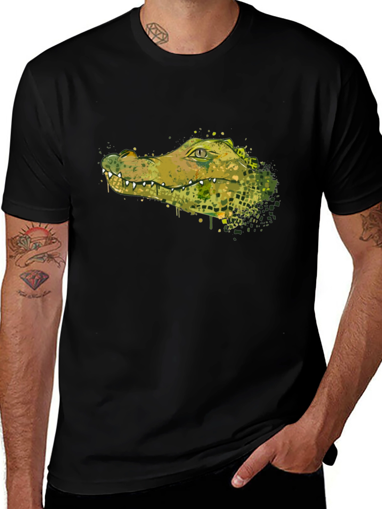 Crocodile Graphic Tee - Stylish Animal Print T-Shirt