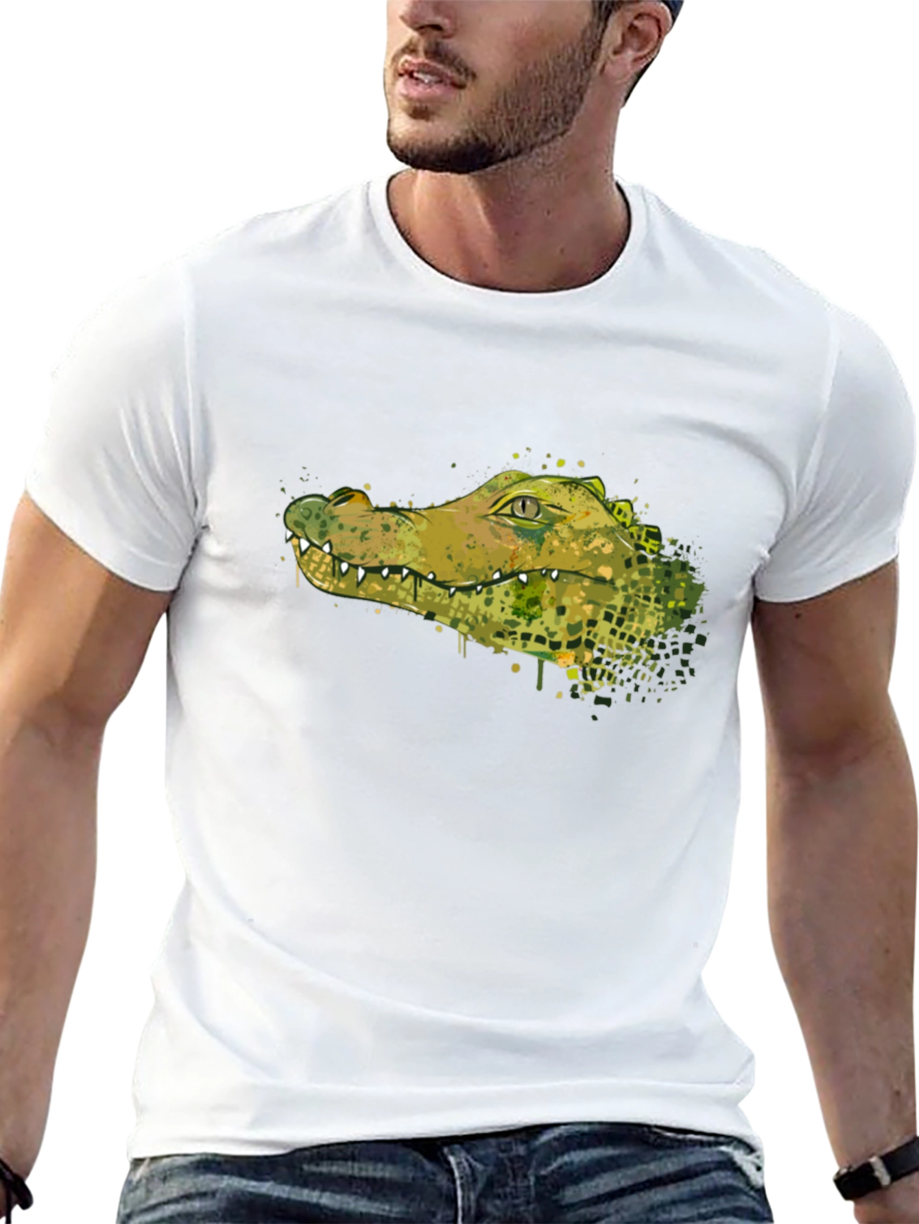 Crocodile Graphic Tee - Stylish Animal Print T-Shirt