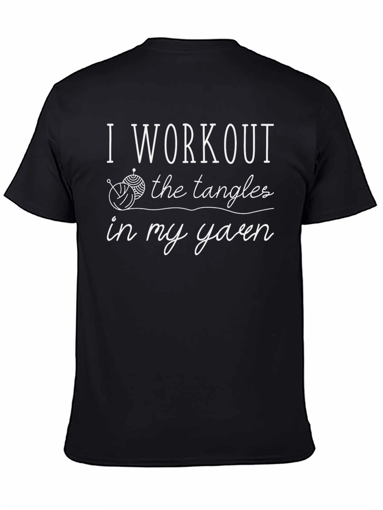 Knitting Humor T-Shirt: Yarn Tangles Workout