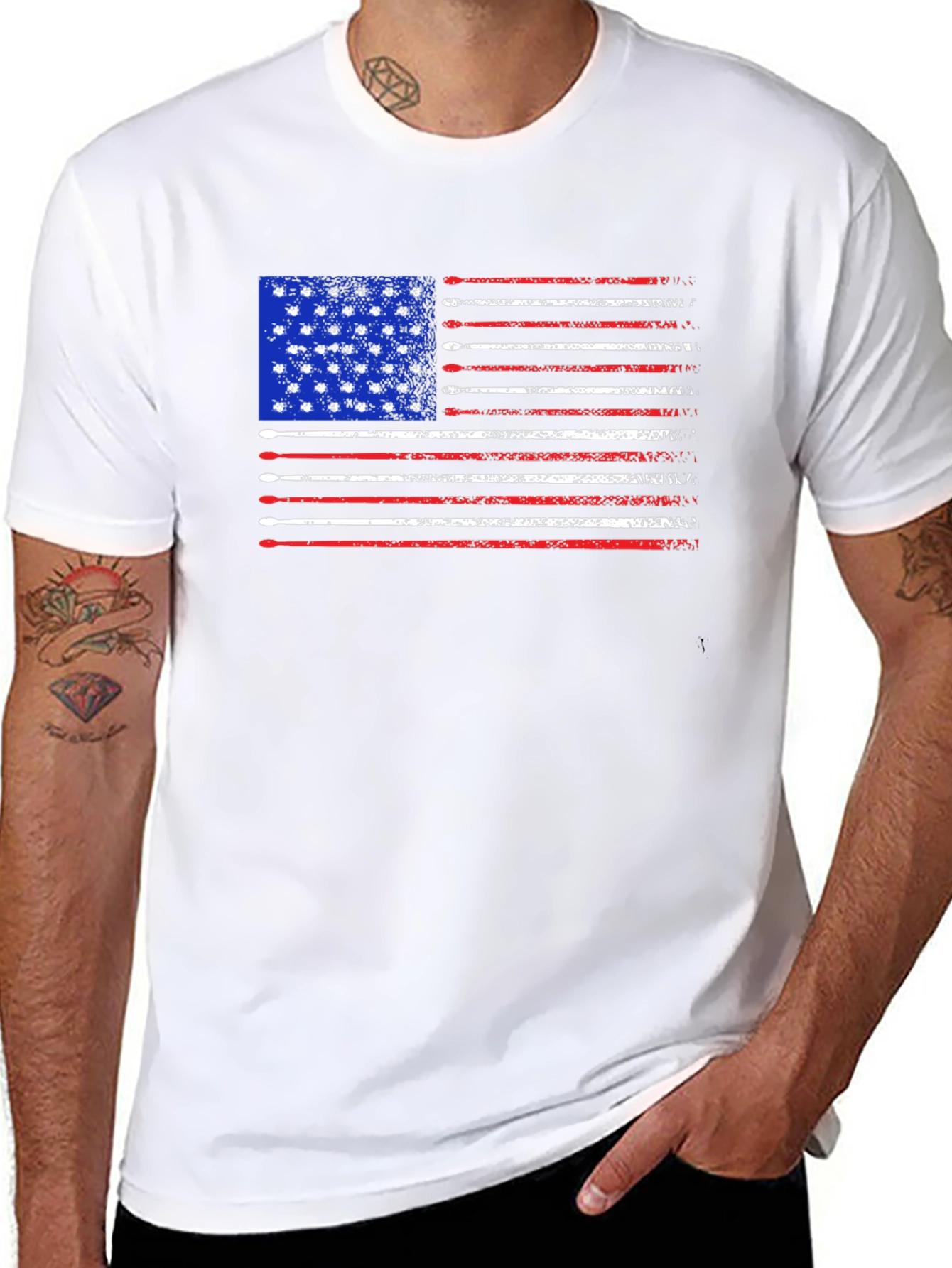 Patriotic Drum Sticks American Flag Tee