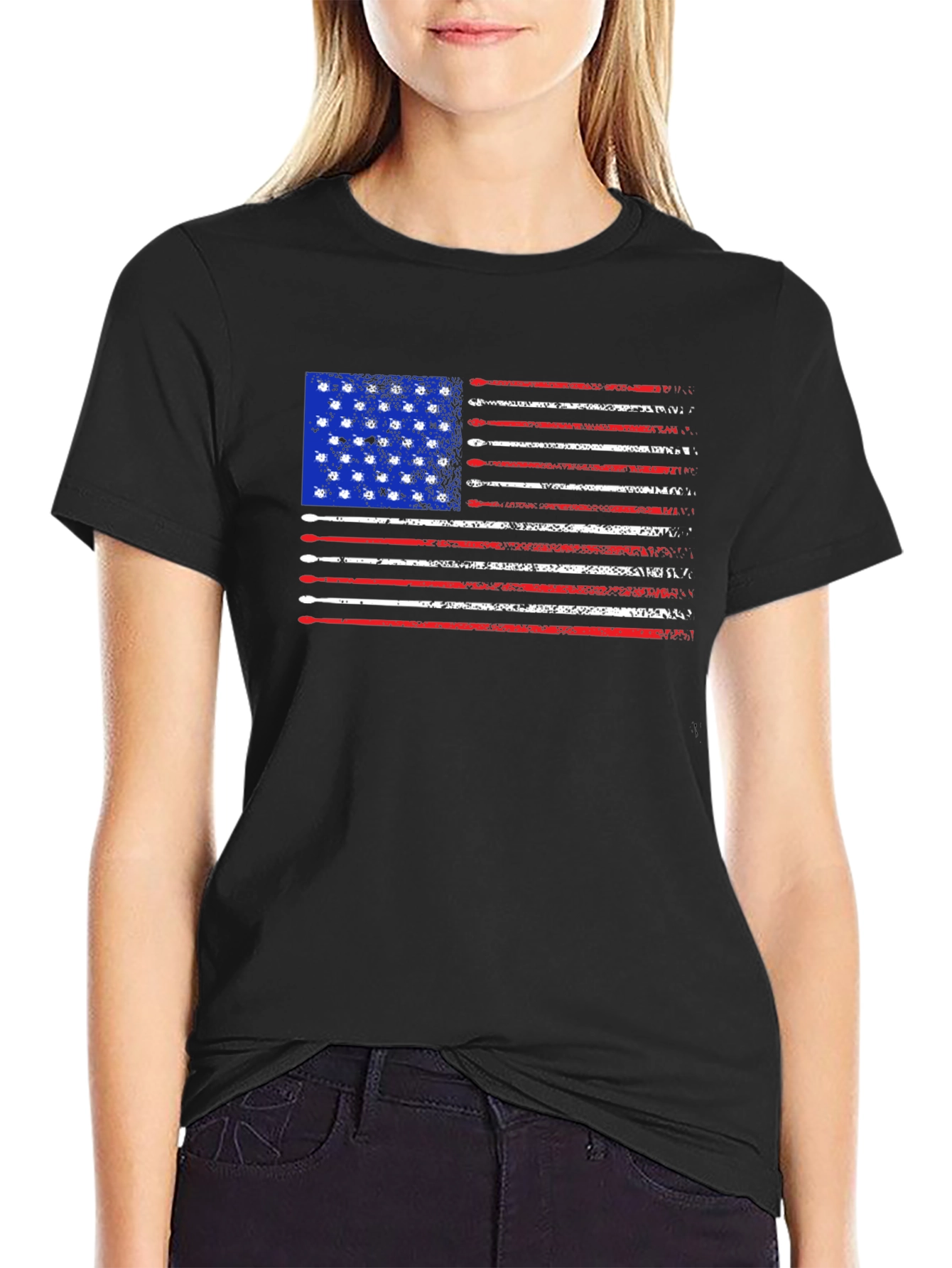 Patriotic Drum Sticks American Flag Tee