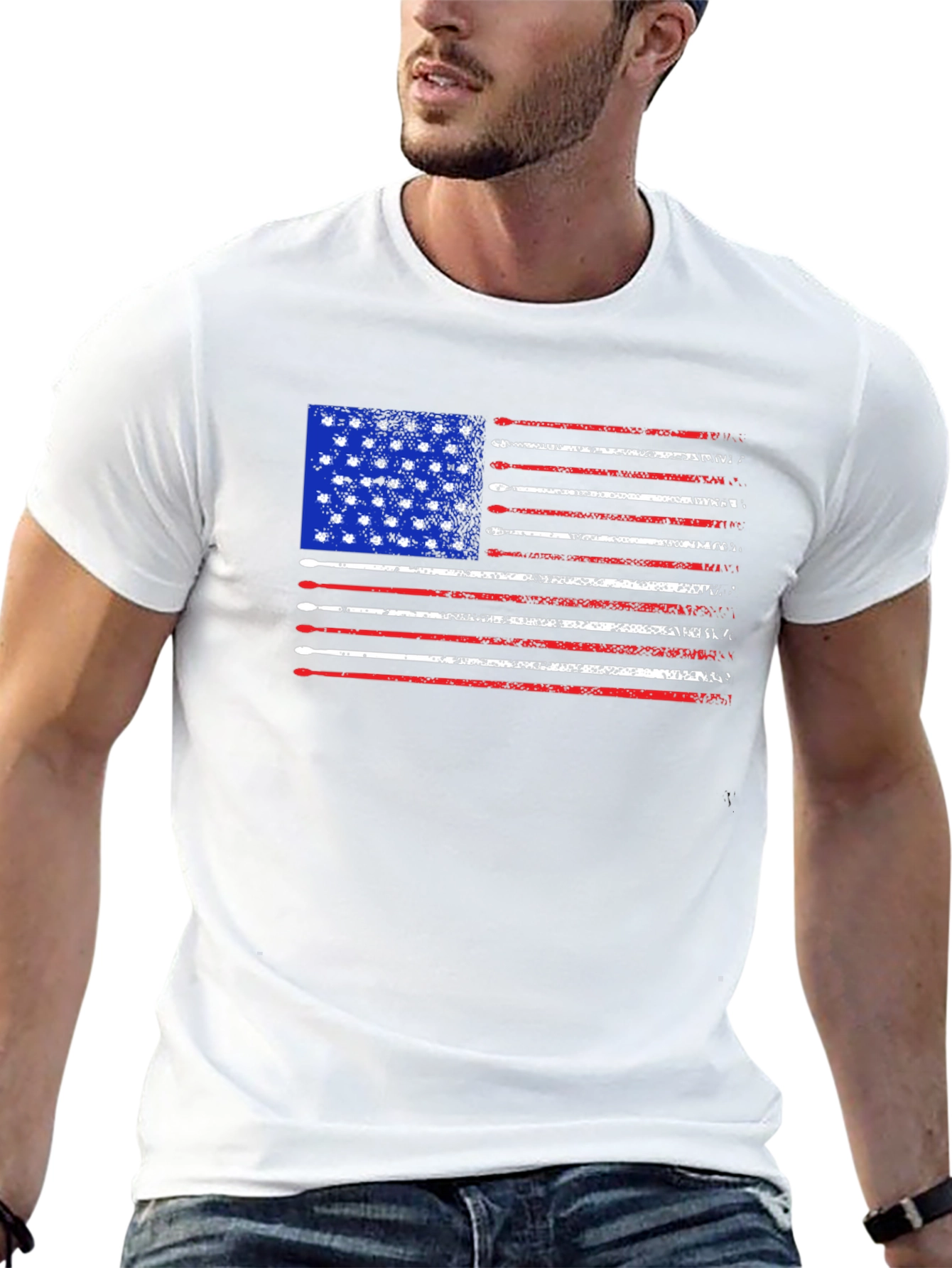Patriotic Drum Sticks American Flag Tee