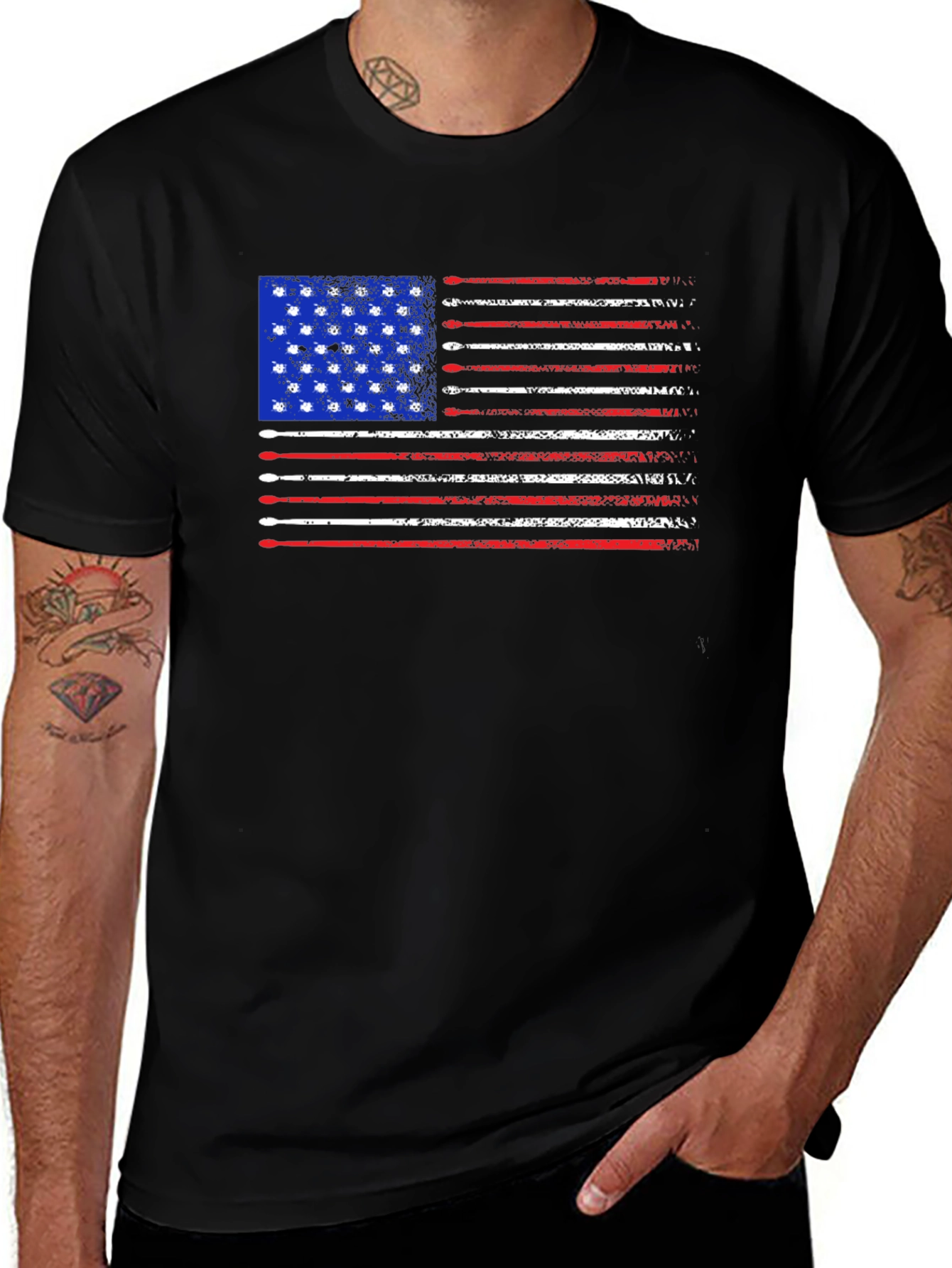 Patriotic Drum Sticks American Flag Tee