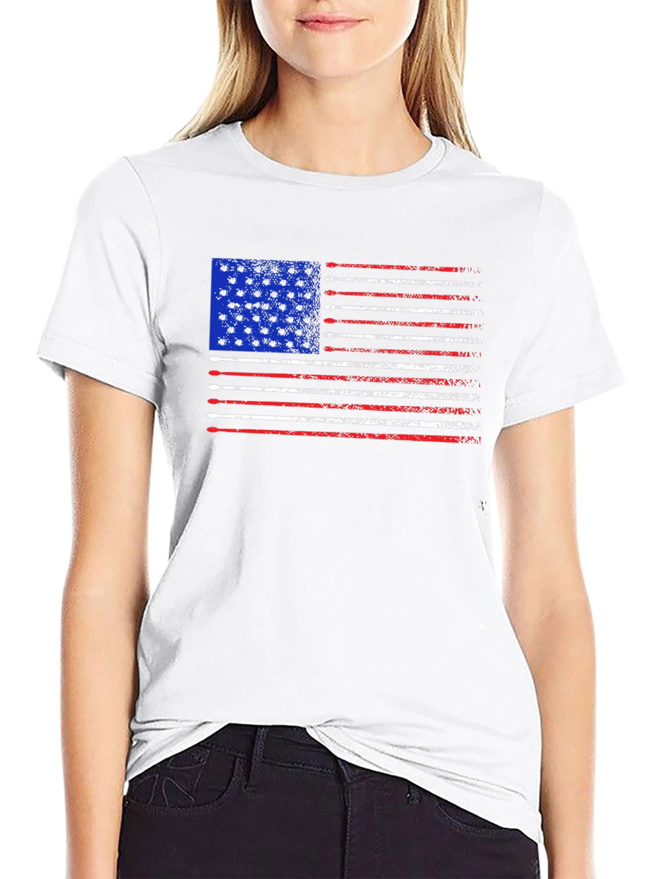 Patriotic Drum Sticks American Flag Tee