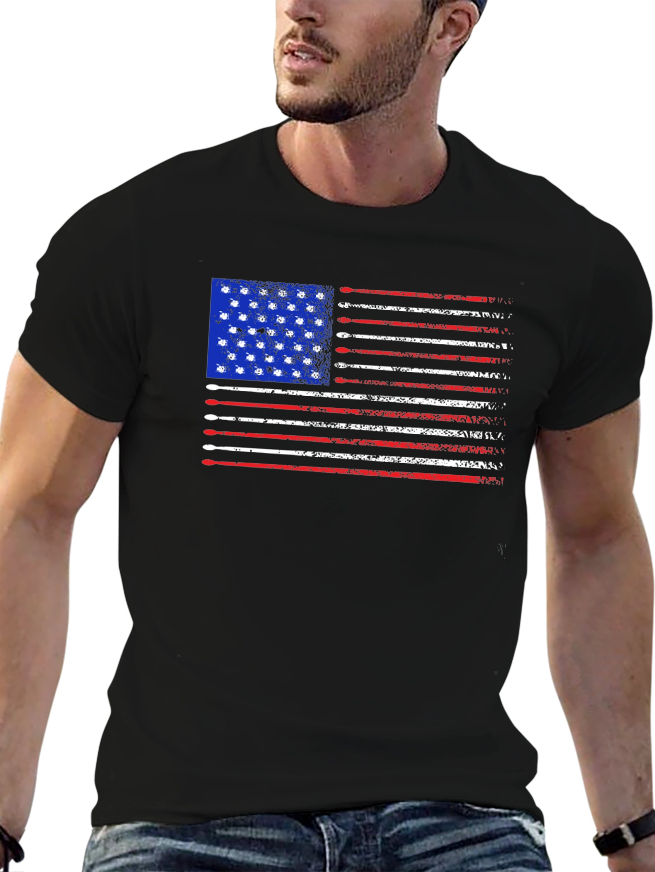 Patriotic Drum Sticks American Flag Tee